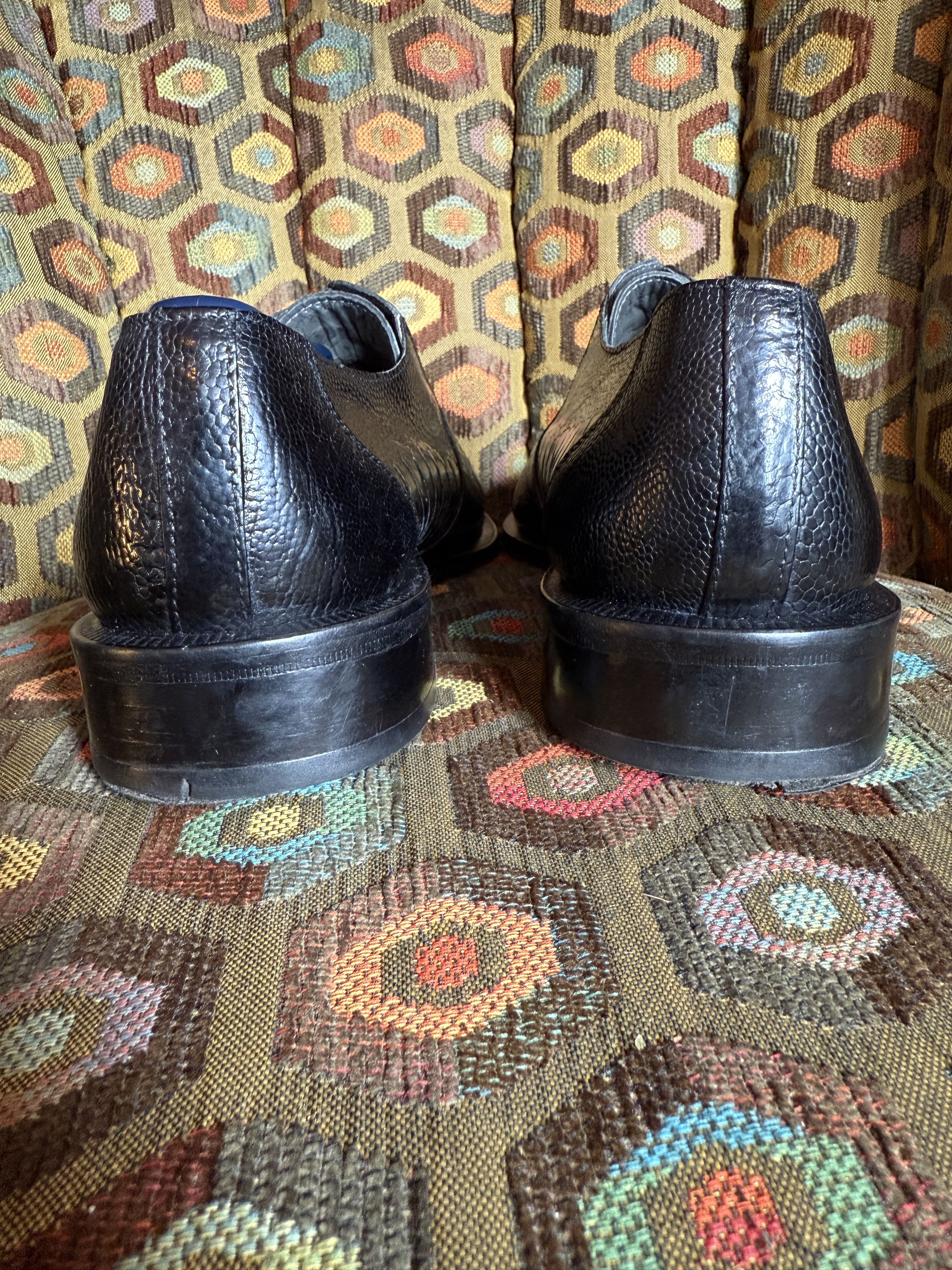 David Eden SALOMON ostrich leg cap-toe oxfords in black+box, bag, trees Size US 9.5 / EU 42-43 - 7 Thumbnail