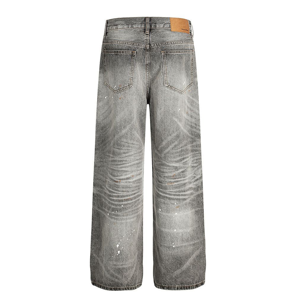 Jean American distressed washed splattered straight jeans for men Size US 32 / EU 48 - 2 Thumbnail