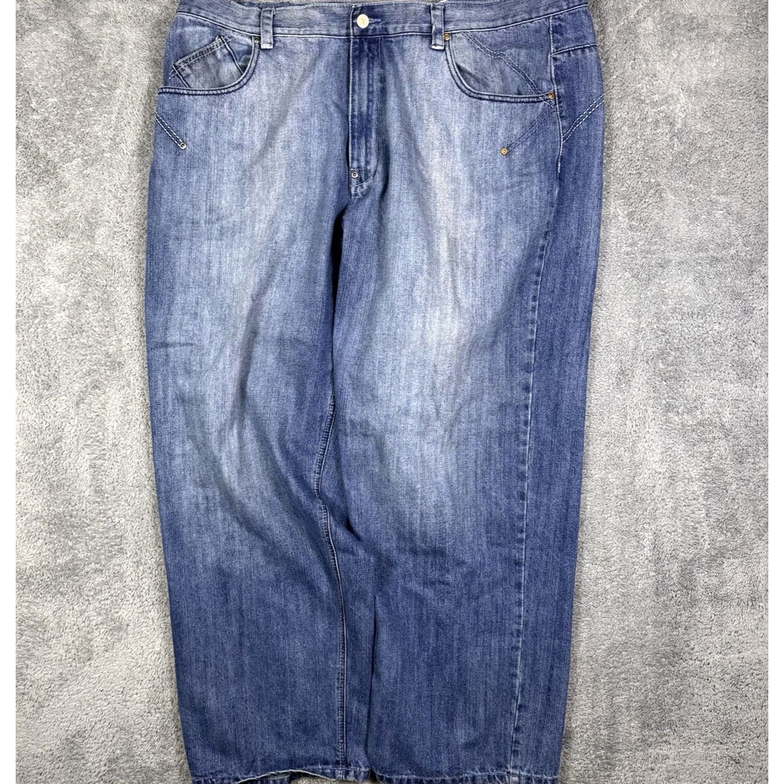 Denime 212 NYC Baggy Wide Leg Streetwear Y2K Fade Denim Skater Grunge Mens Jeans Blue Zip Size US 30 / EU 46 - 7 Thumbnail