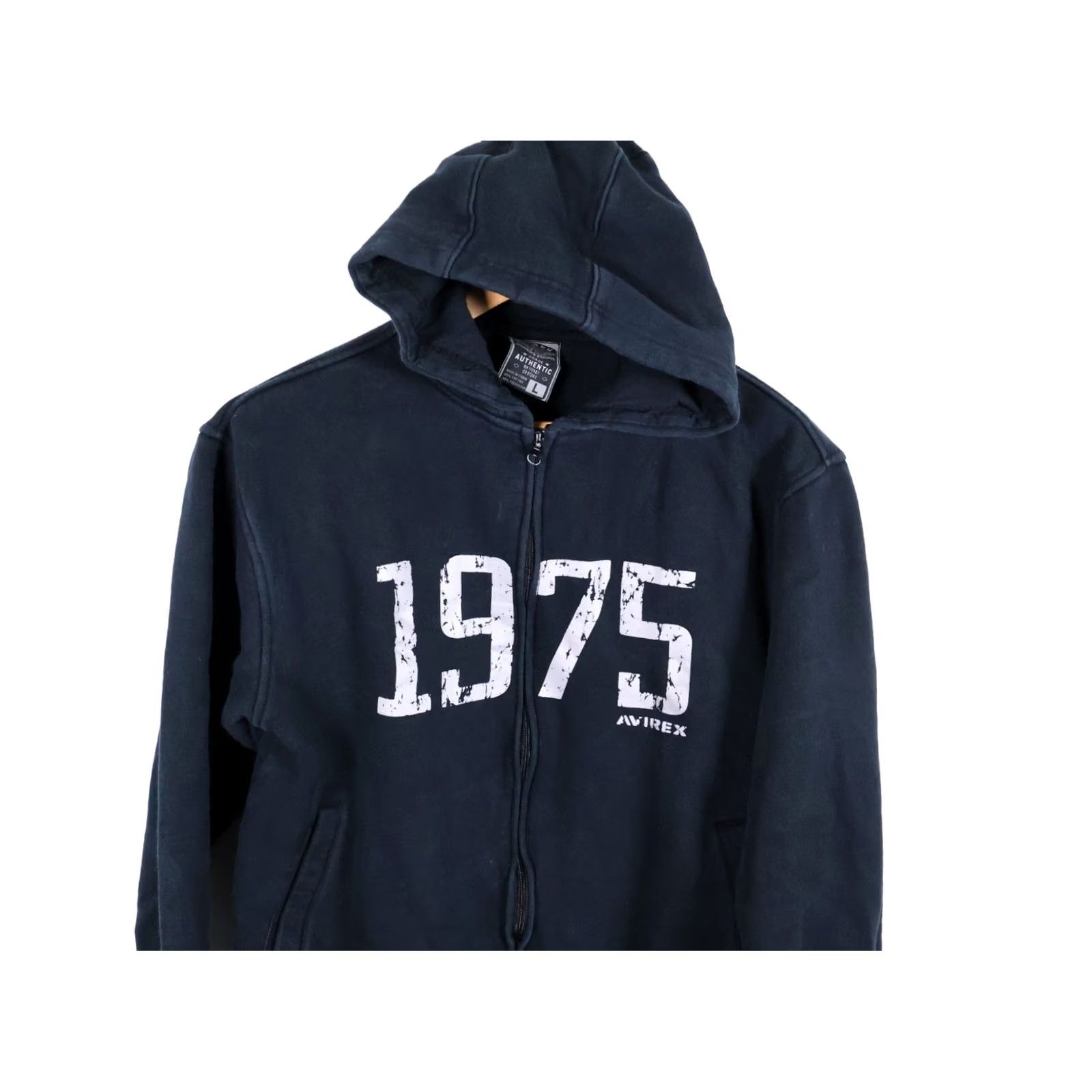 Avirex VINTAGE Avirex Hoodie Men's Large Black Zip Up Sweatshirt 1975 Graphic VTG Y2K Boxy Size US L / EU 52-54 / 3 - 4 Thumbnail