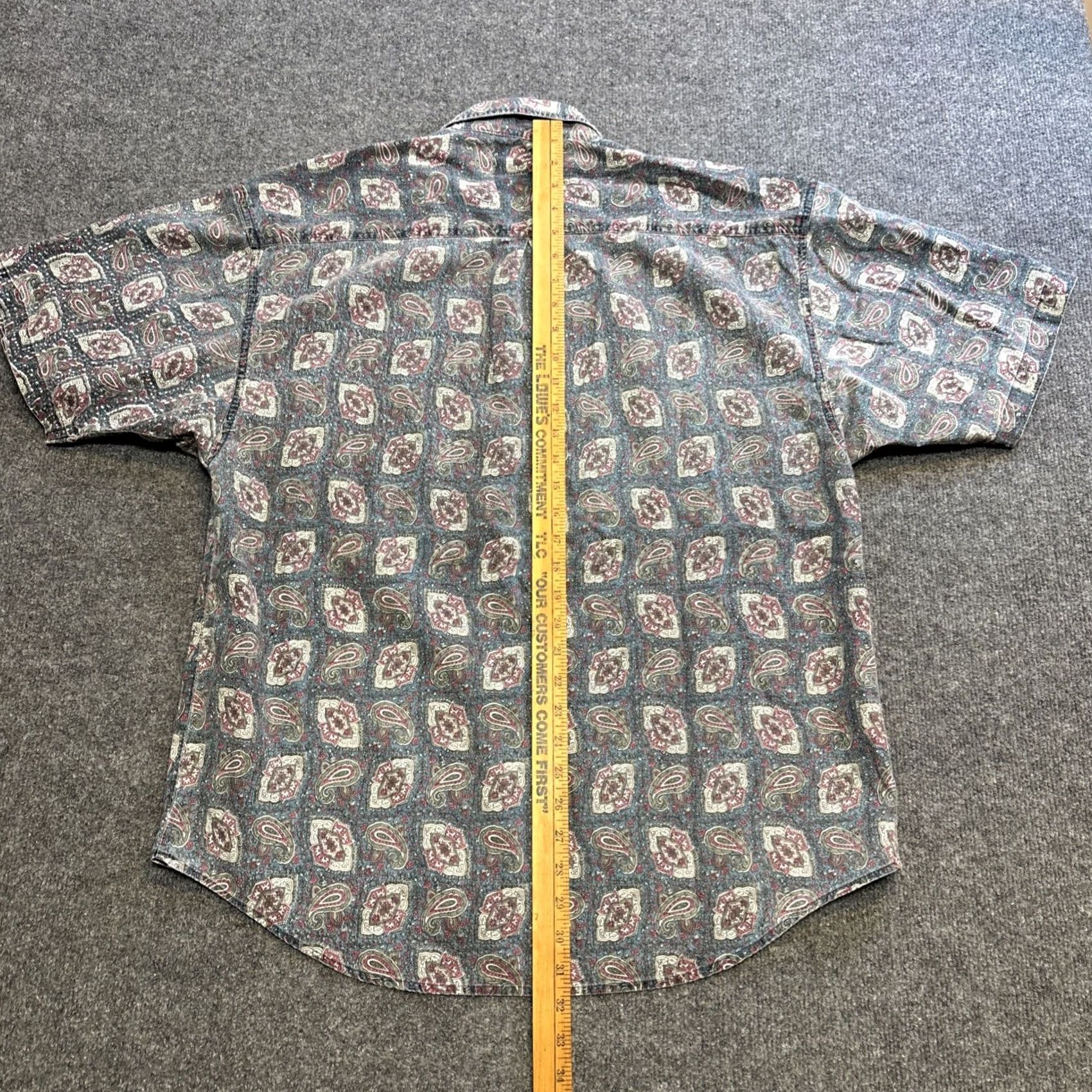 Vintage VINTAGE Santana Paisley Button-Up Shirt Blue White Mens XL Short Sleeve Button-Down Collar Crew? Size US XL / EU 56 / 4 - 5 Thumbnail