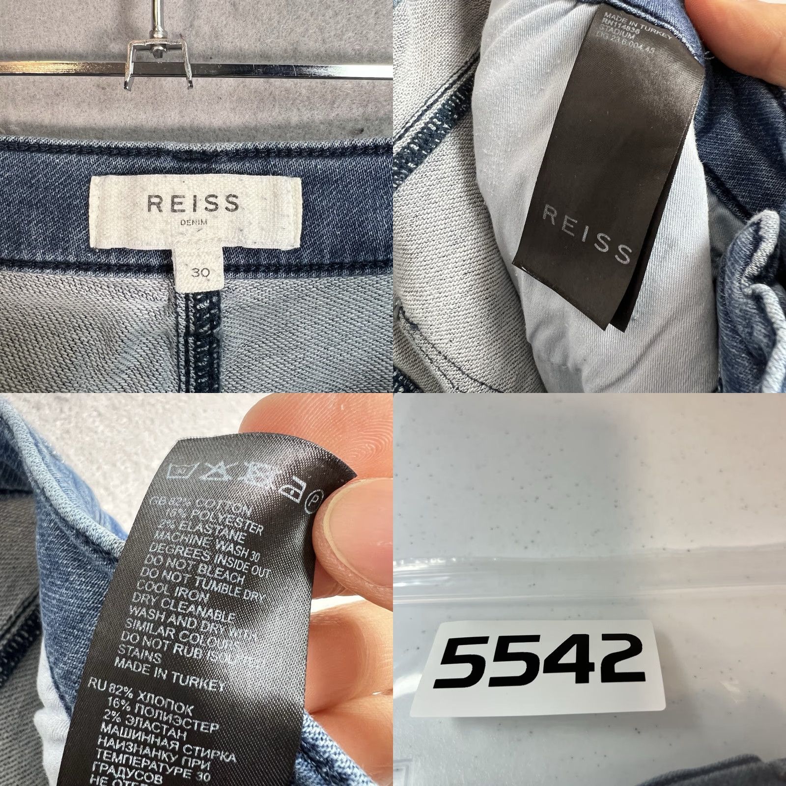 Reiss VINTAGE Reiss Womens Jeans Tapered Leg Cotton Blend Medium Wash Size 30 28in Inseam Blue Size 30" / US 8 / IT 44 - 8 Thumbnail