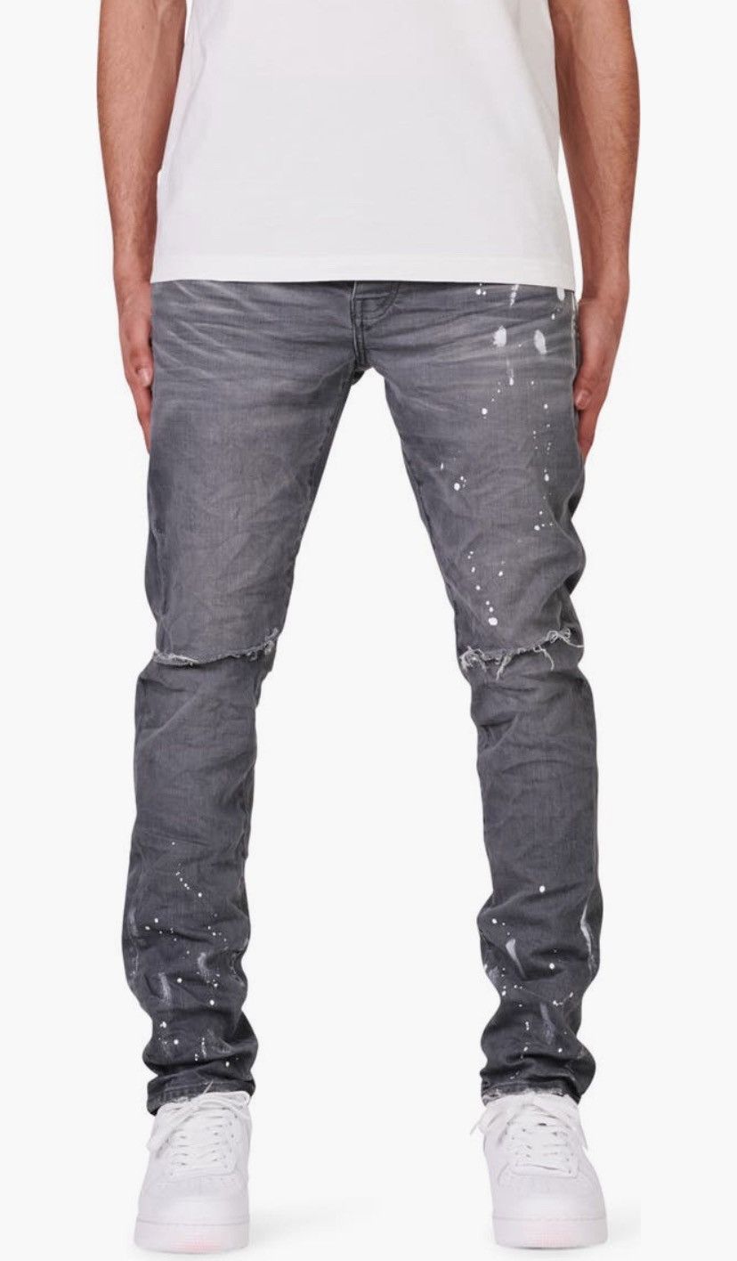 image of Painted Ripped Knee Slit in Grey, Men's (Size 31)