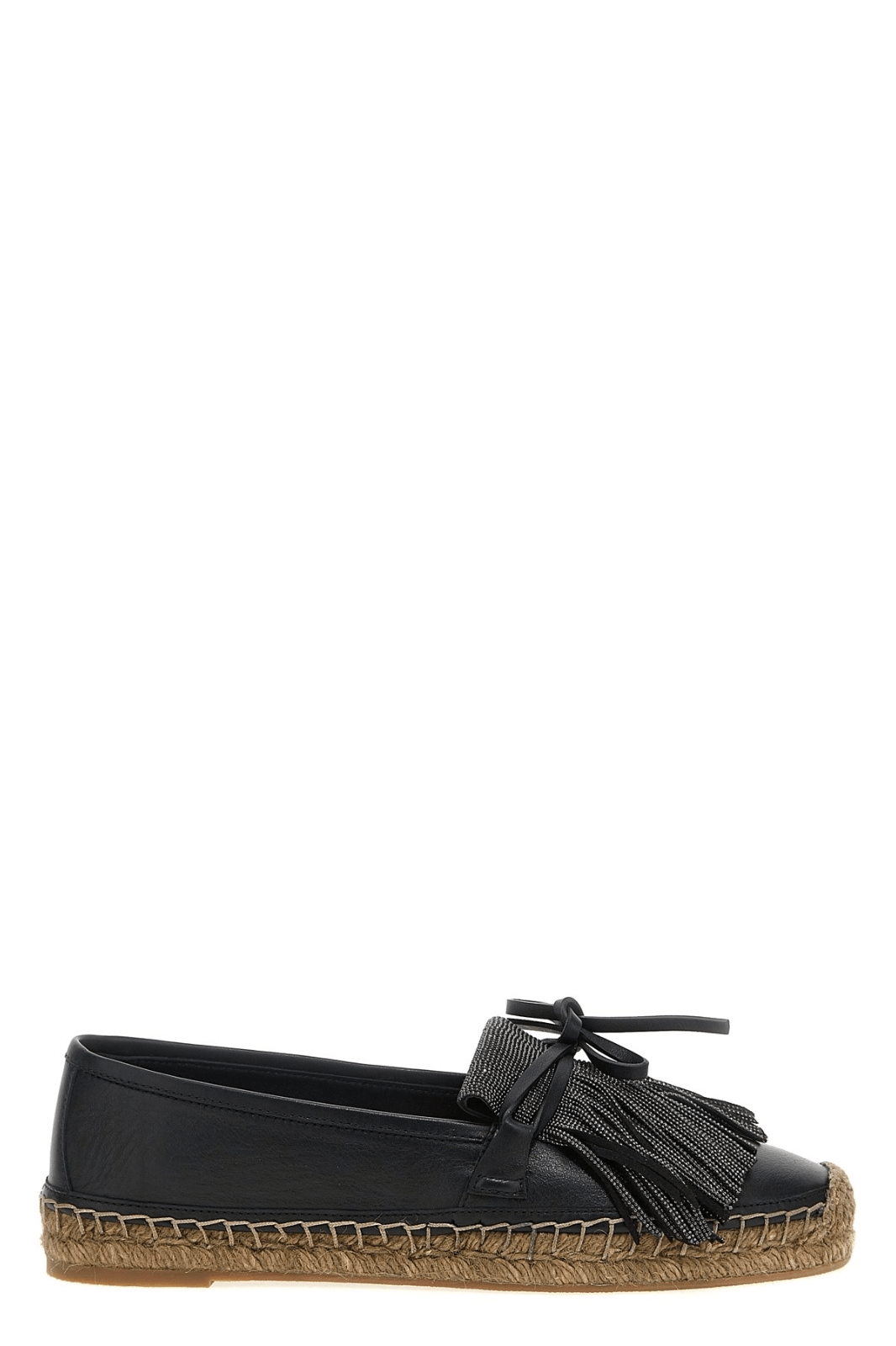 Brunello Cucinelli B. CUCINELLI Fringed Blk Lthr Espadrilles New Auth. Size US 11 / IT 41 - 6 Thumbnail
