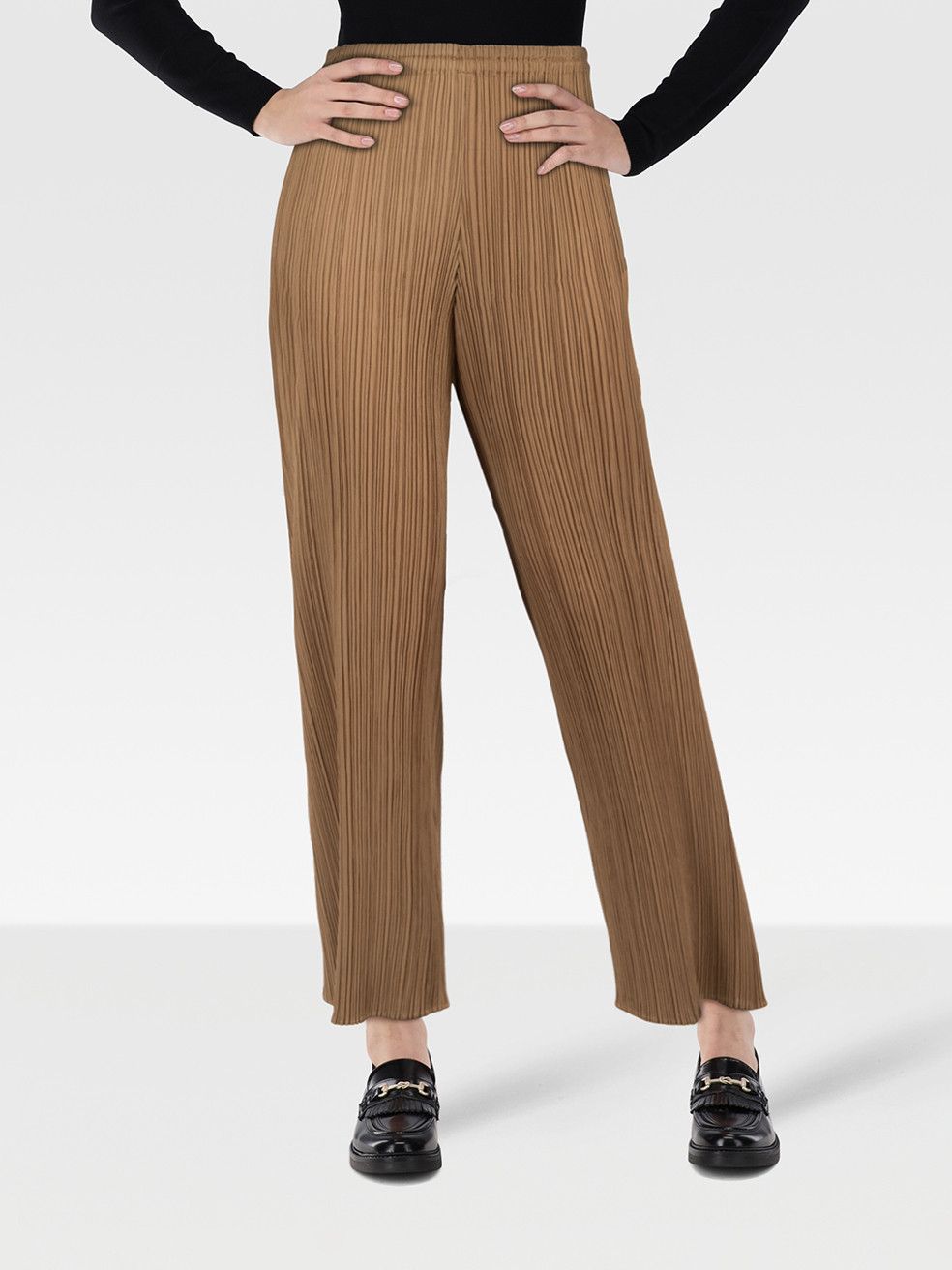 Issey Miyake Pleats Please Brown Straight Trousers Size 30" / US 8 / IT 44 - 1 Thumbnail