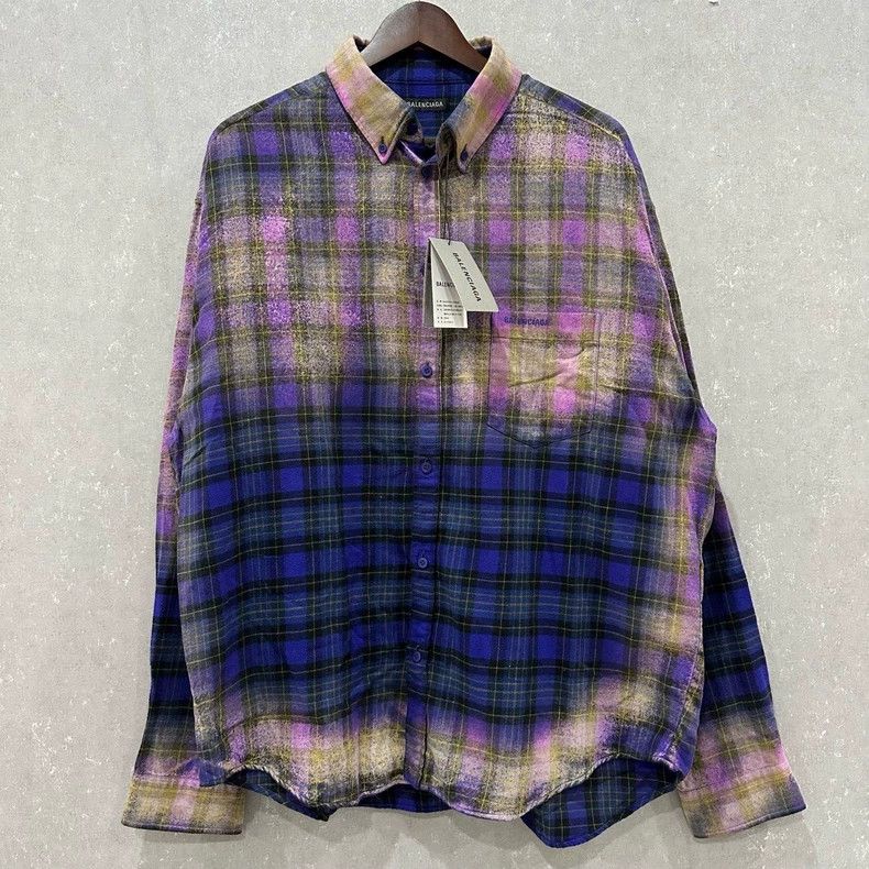Balenciaga size 38 Violet Plaid Shirt