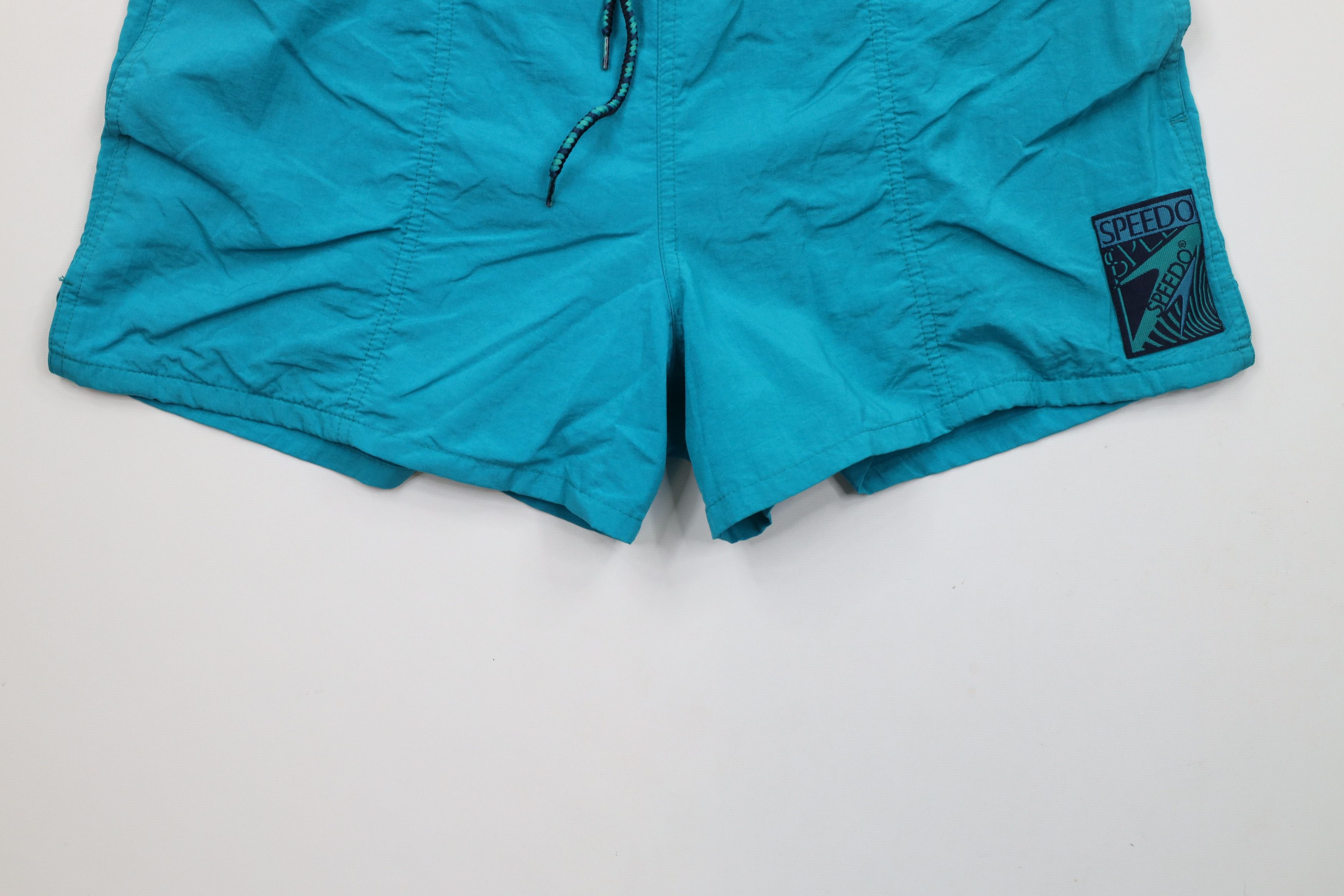 Speedo × Vintage Vintage 90s Speedo Lined Above Knee Shorts Trunks Blue Nylon Size US 36 / EU 52 - 4 Thumbnail