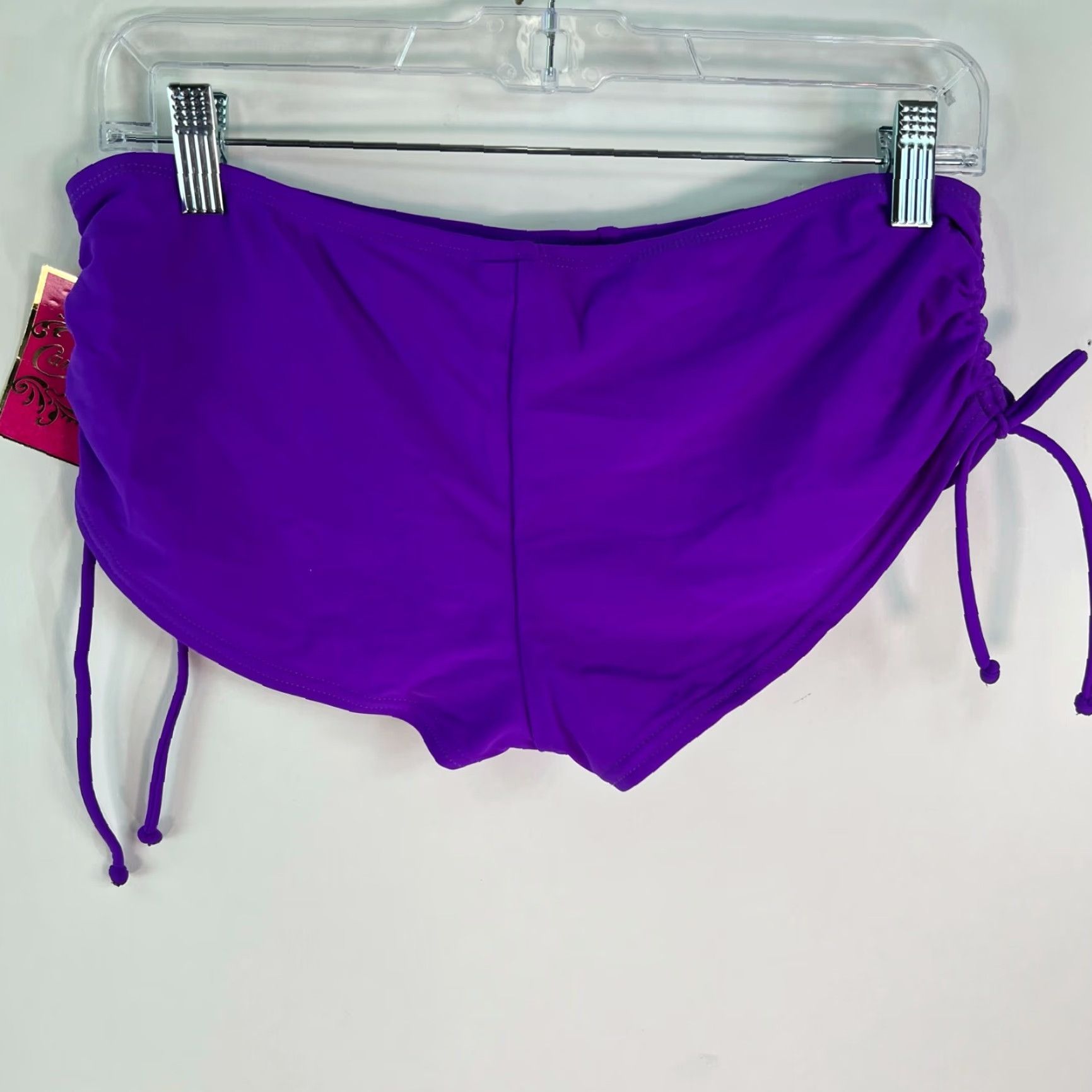 Vintage Candies Womens Bikini Bottom Side Tabbed Tie Hipster Purple Size L Swimsuit Bottom 85% Nylon 15% Spandex Beach Solid New with Tags Size 36" / US 14 / IT 50 - 4 Thumbnail