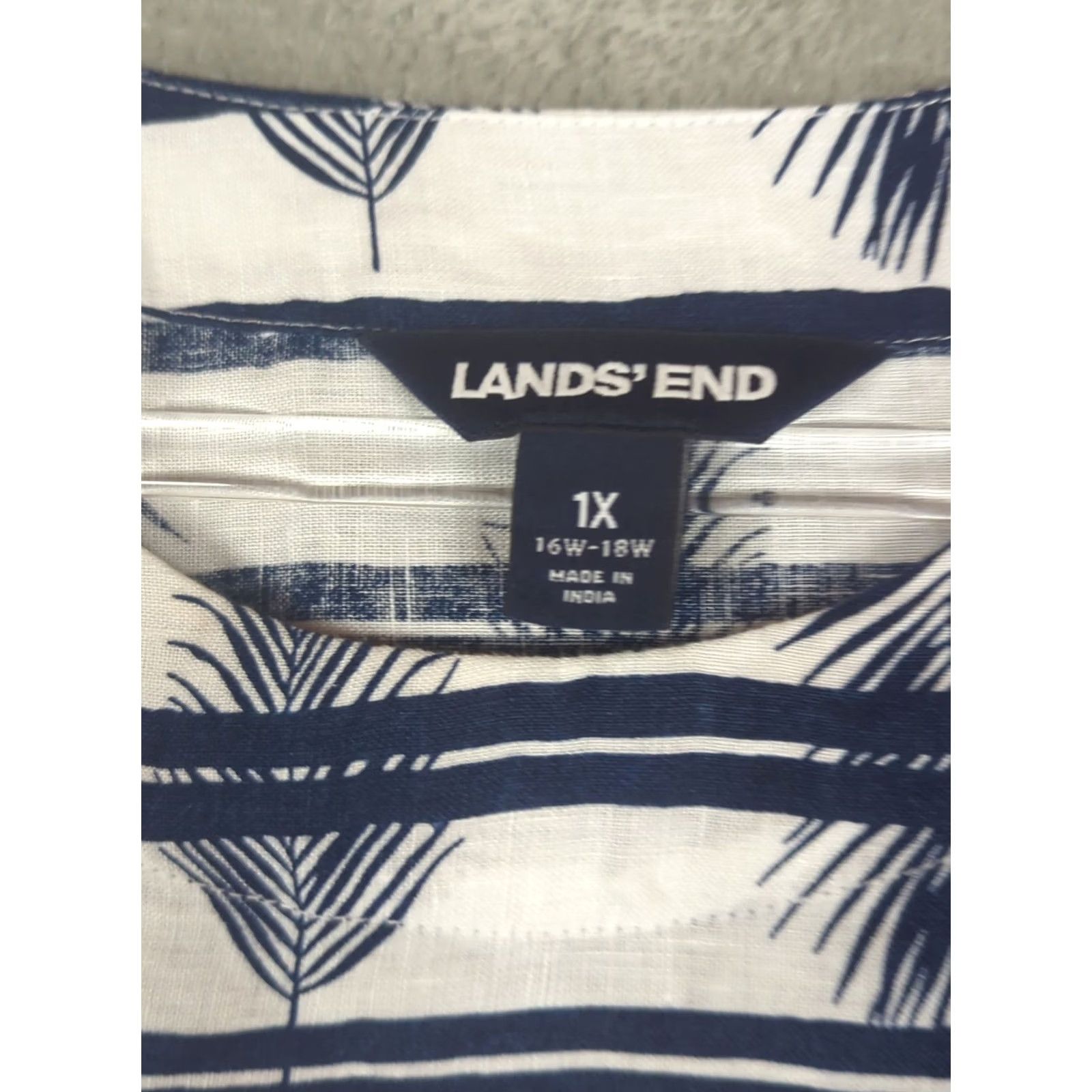 Lands' End Lands End Blue 100% Linen Top Shirt Short Sleeve 1X lagenlook Size XL / US 12-14 / IT 48-50 - 2 Thumbnail