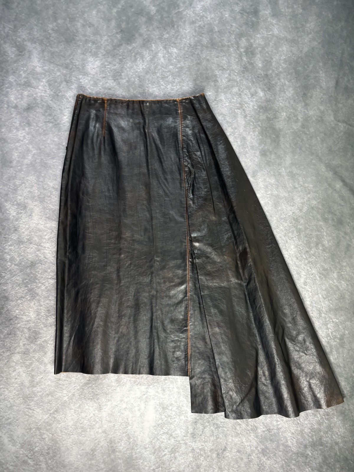 Prada F/W 2013 Prada Leather Skirt Runway Asymmetrical Maxi Long Size 27" / US 4 / IT 40 - 20 Thumbnail