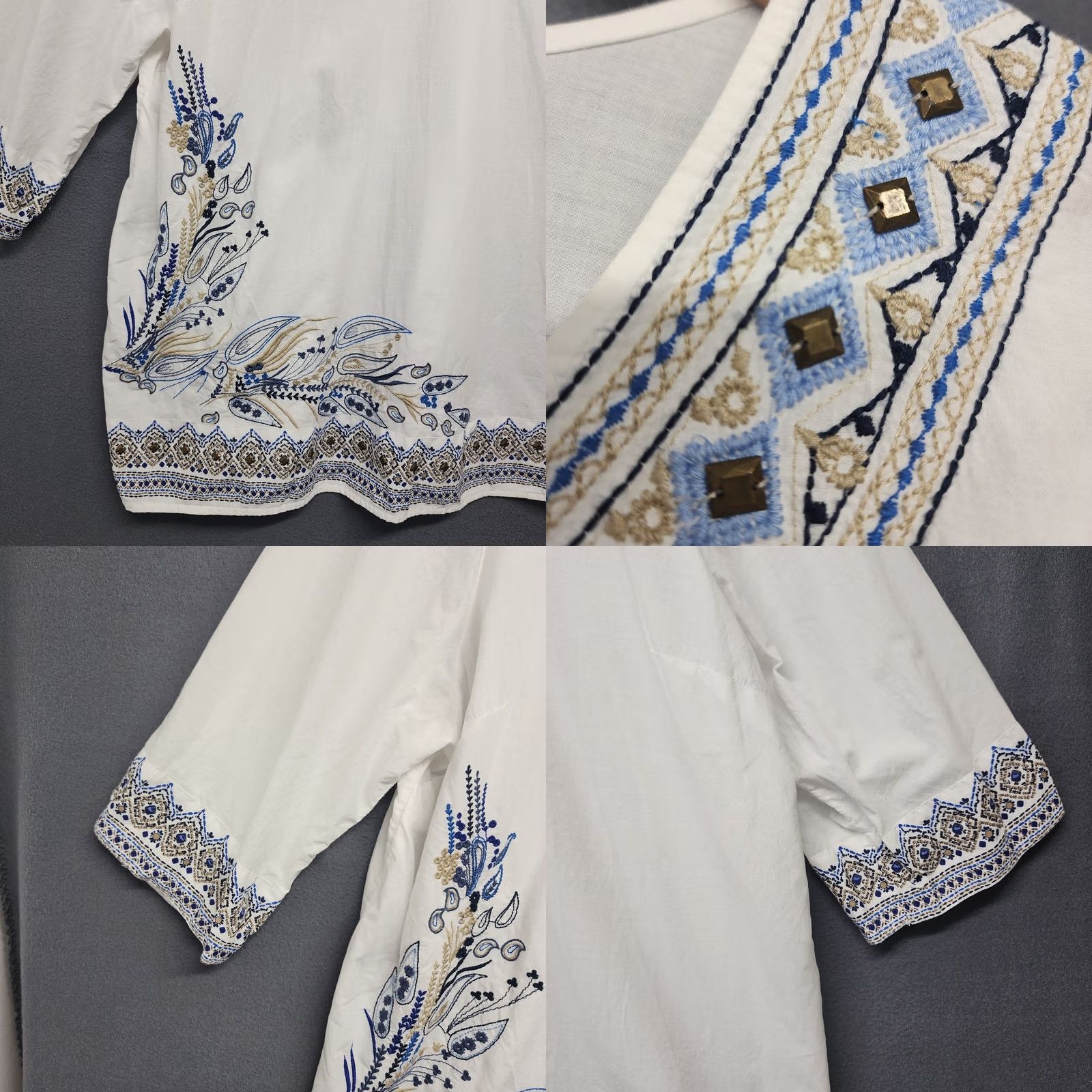 Vintage VINTAGE Catherines Blouse 3X Women Plus 26/28 White Embroidered Boho 3/4 Sleeve Tunic Mens Womens Size XXL / US 16-18 / IT 52-54 - 8 Thumbnail