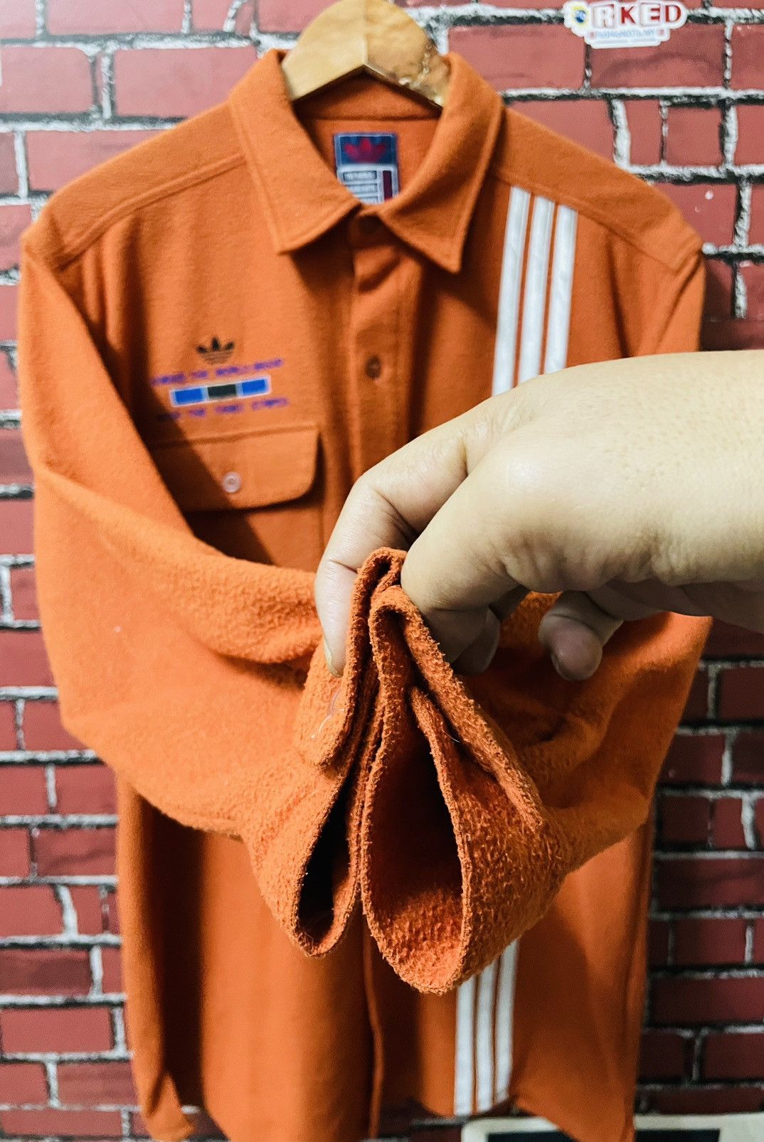 Adidas × Vintage ADIDAS JACKET velvet SHIRT THREE STRIPES Size US L / EU 52-54 / 3 - 6 Thumbnail