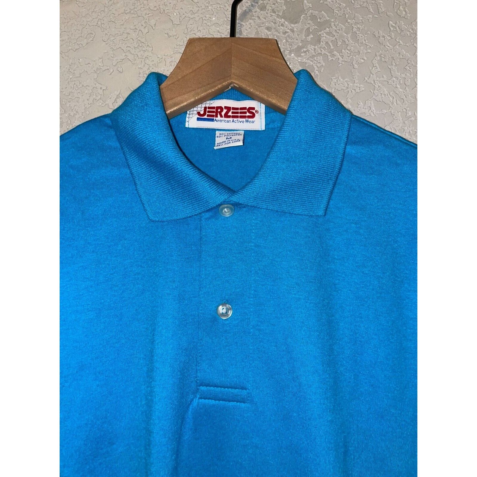 Jerzees Vintage Blue Blank Polo Shirt American Active Wear VTG M 90s Size US M / EU 48-50 / 2 - 7 Thumbnail