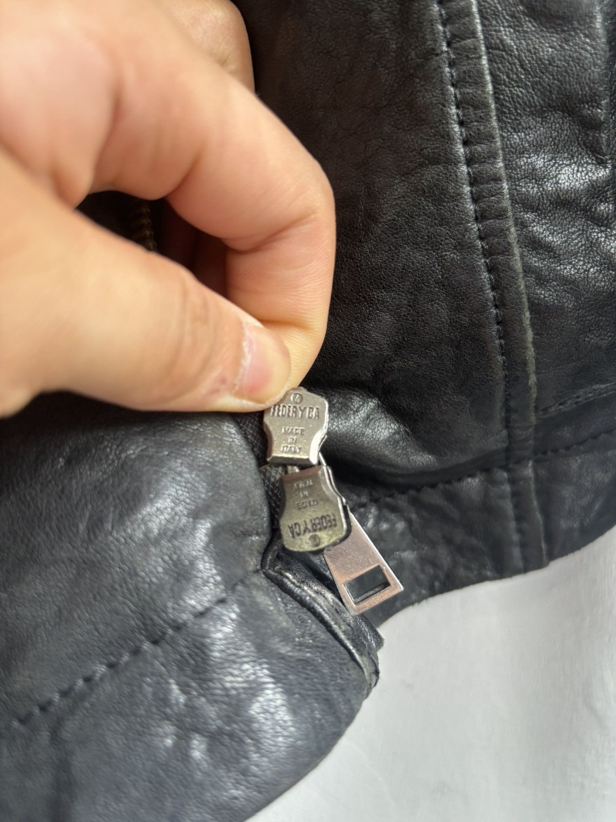 Emporio Armani Emporio Armani 2009 asymmetrical high neck leather jacket Size US S / EU 44-46 / 1 - 20 Thumbnail