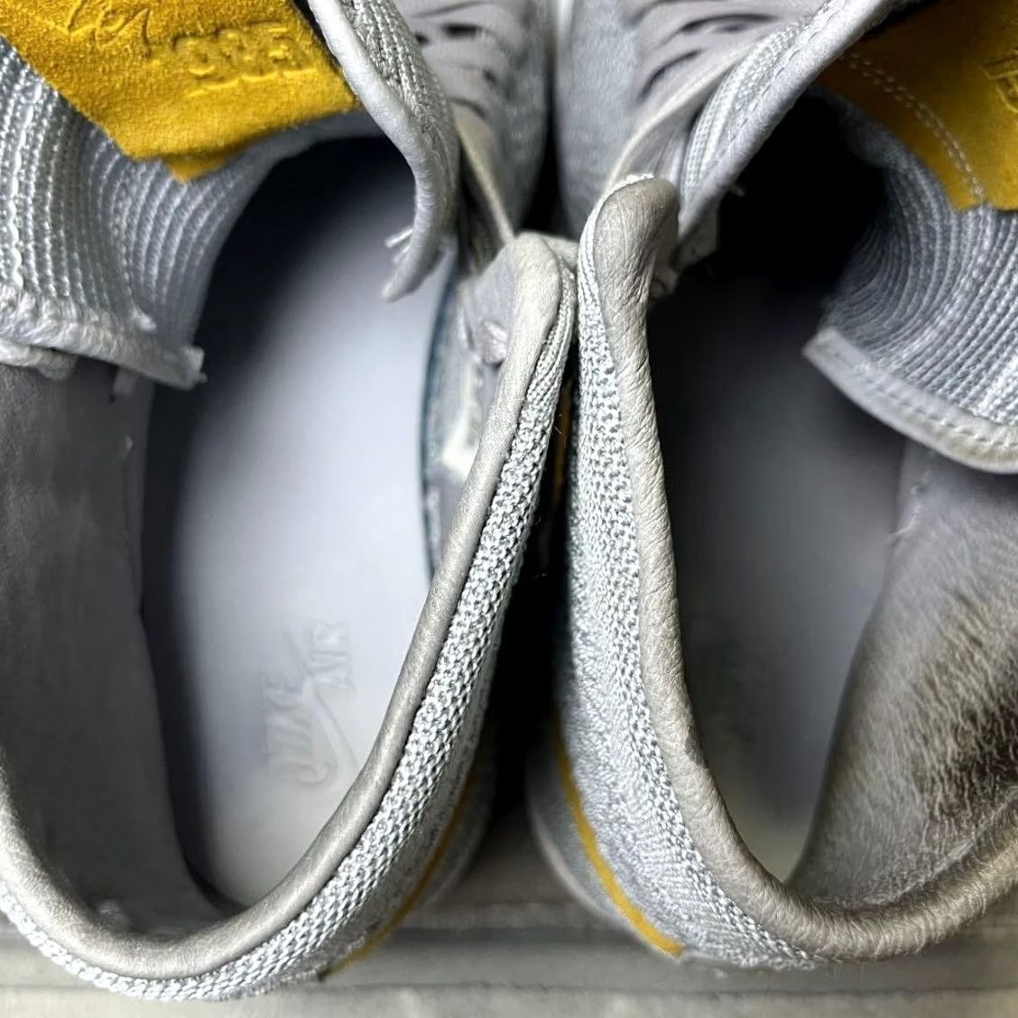 Nike Nike Aj1 Flyknit High Cut Sneaker Men 12.0US Gray/Yellow LTD Original Collection Size US 12 / EU 45 - 7 Thumbnail