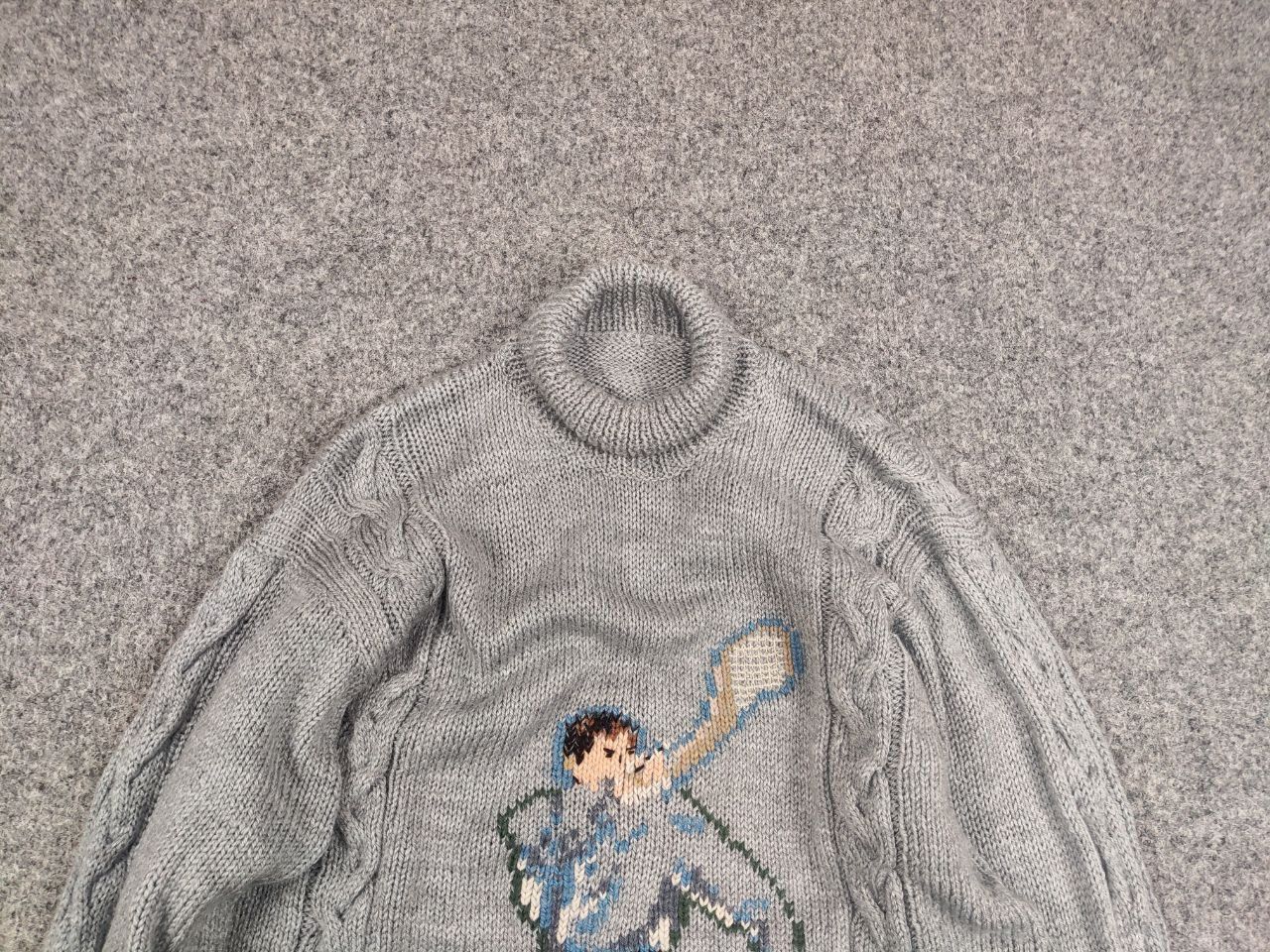 Japanese Brand Vintage 90's handmade Knit Sweater with big tennis player Size US S / EU 44-46 / 1 - 8 Thumbnail