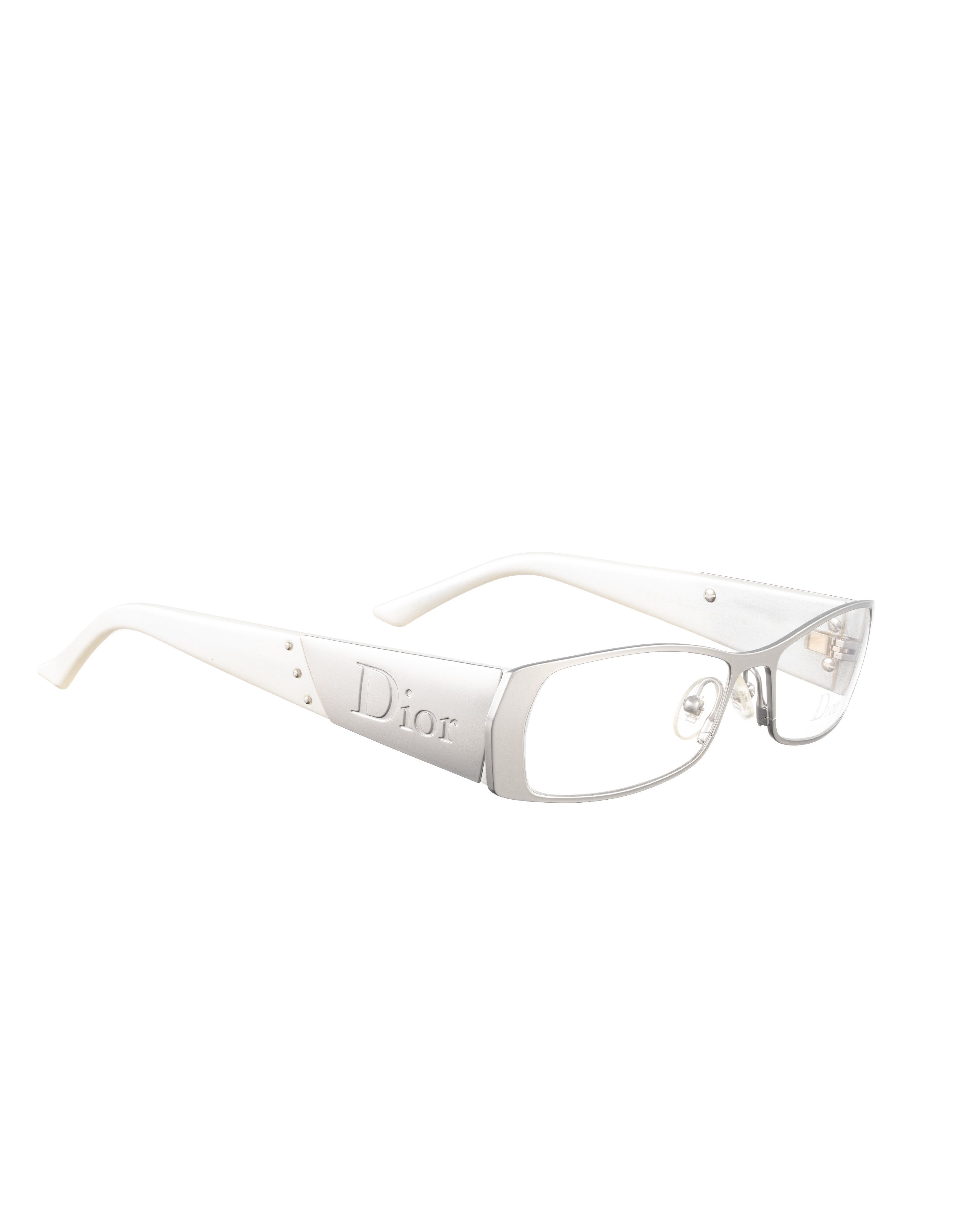 Dior Dior 00s Light Silver Pearl Glasses with Big Logo Size ONE SIZE - 2 Thumbnail