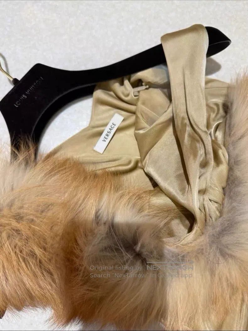 Versace Versace Main line champagne gold fur dress Size M / US 6-8 / IT 42-44 - 3 Thumbnail