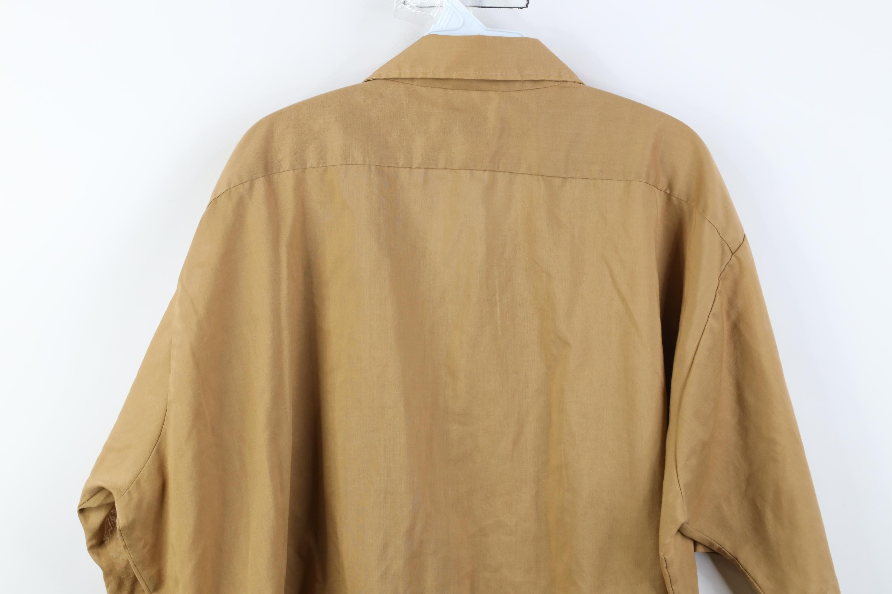Vintage Vintage 60s Rockabilly Collar Button Shirt Beige Sanforized Size US XXL / EU 58 / 5 - 15 Thumbnail