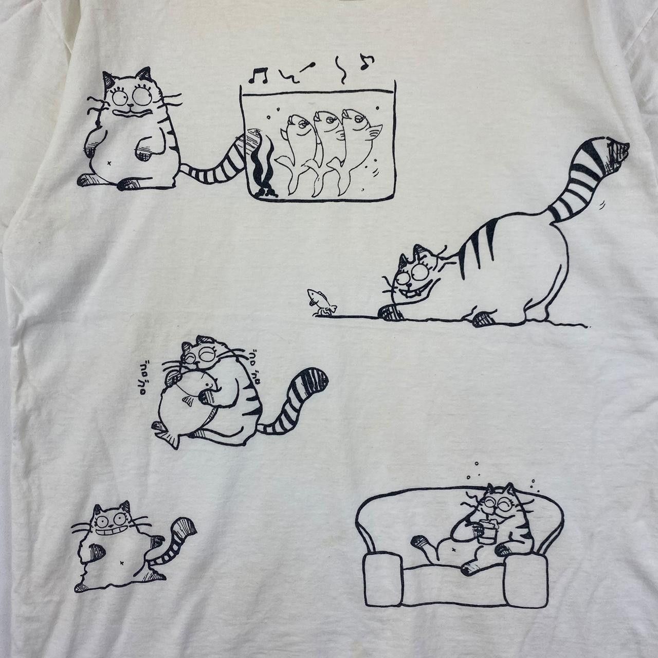Vintage Vintage 80’ EVERYDAY CAT ANIME Doodles Cartoon Tee Shirt Size M / US 6-8 / IT 42-44 - 3 Thumbnail