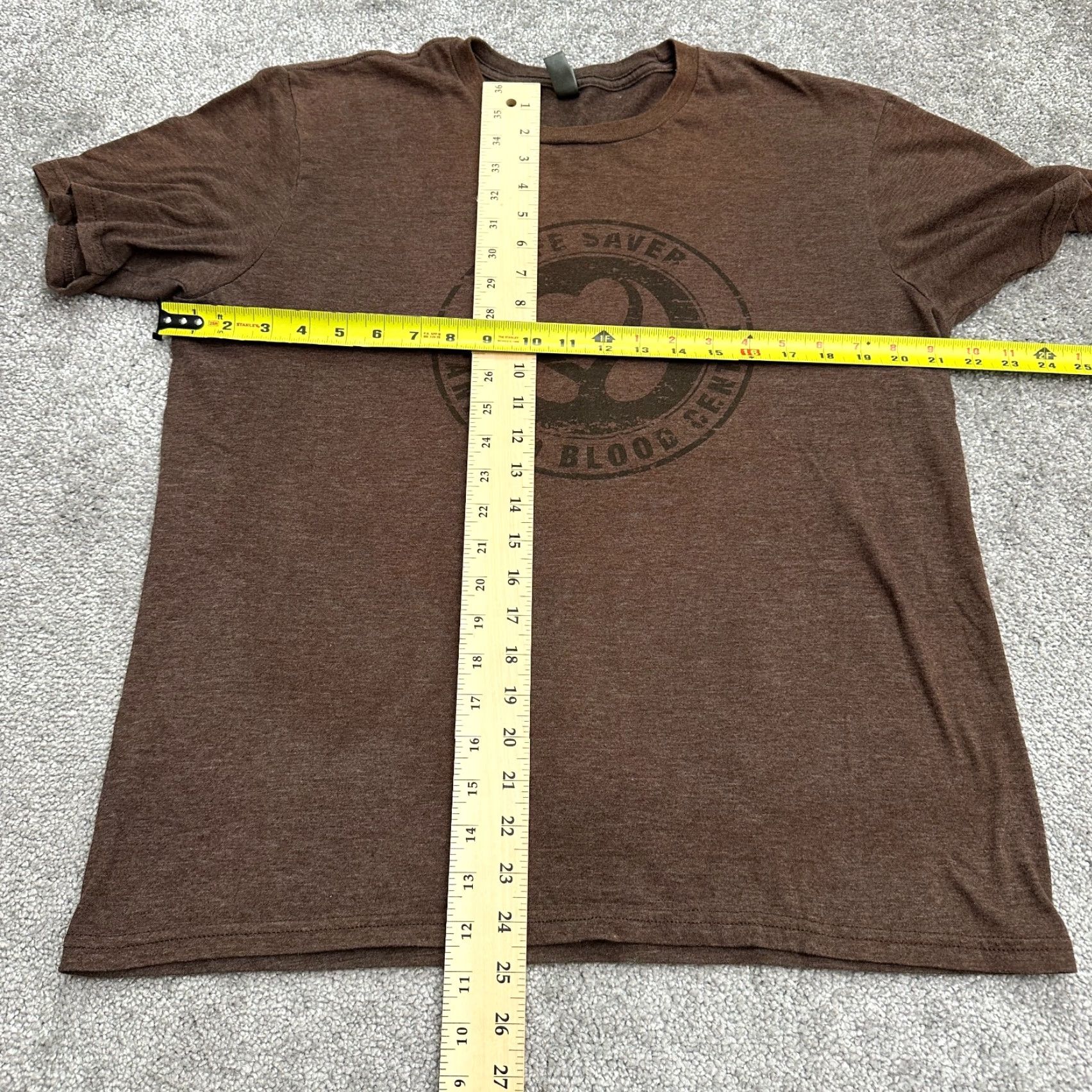 Vintage District T-Shirt Unisex Adult Large Brown Graphic Print Cotton Short Sleeve Stanford Blood Center Life Saver Size L / US 10 / IT 46 - 6 Thumbnail