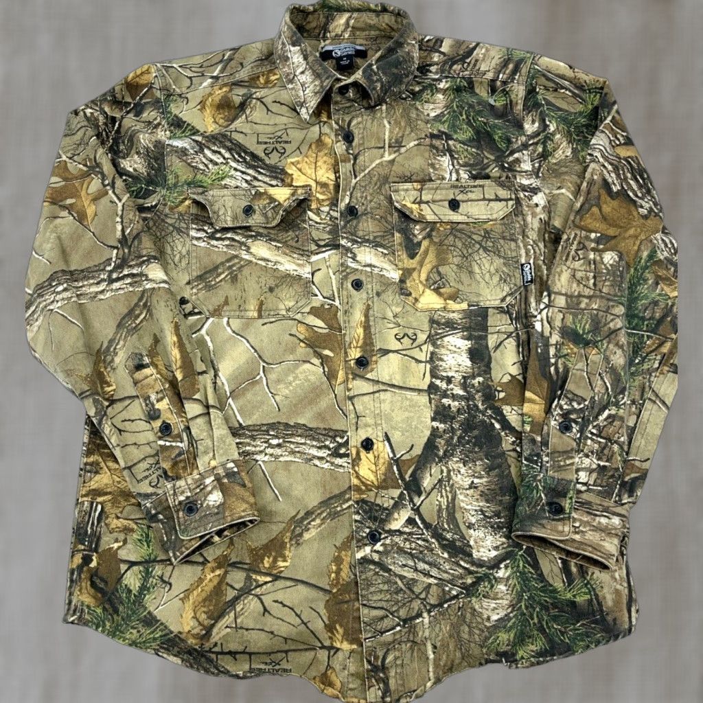 Realtree VINTAGE RealTree Camo Shirt Men Medium Brown Button Up Twill Denim Guide Series VTG Y2K Size US M / EU 48-50 / 2 - 1 Thumbnail