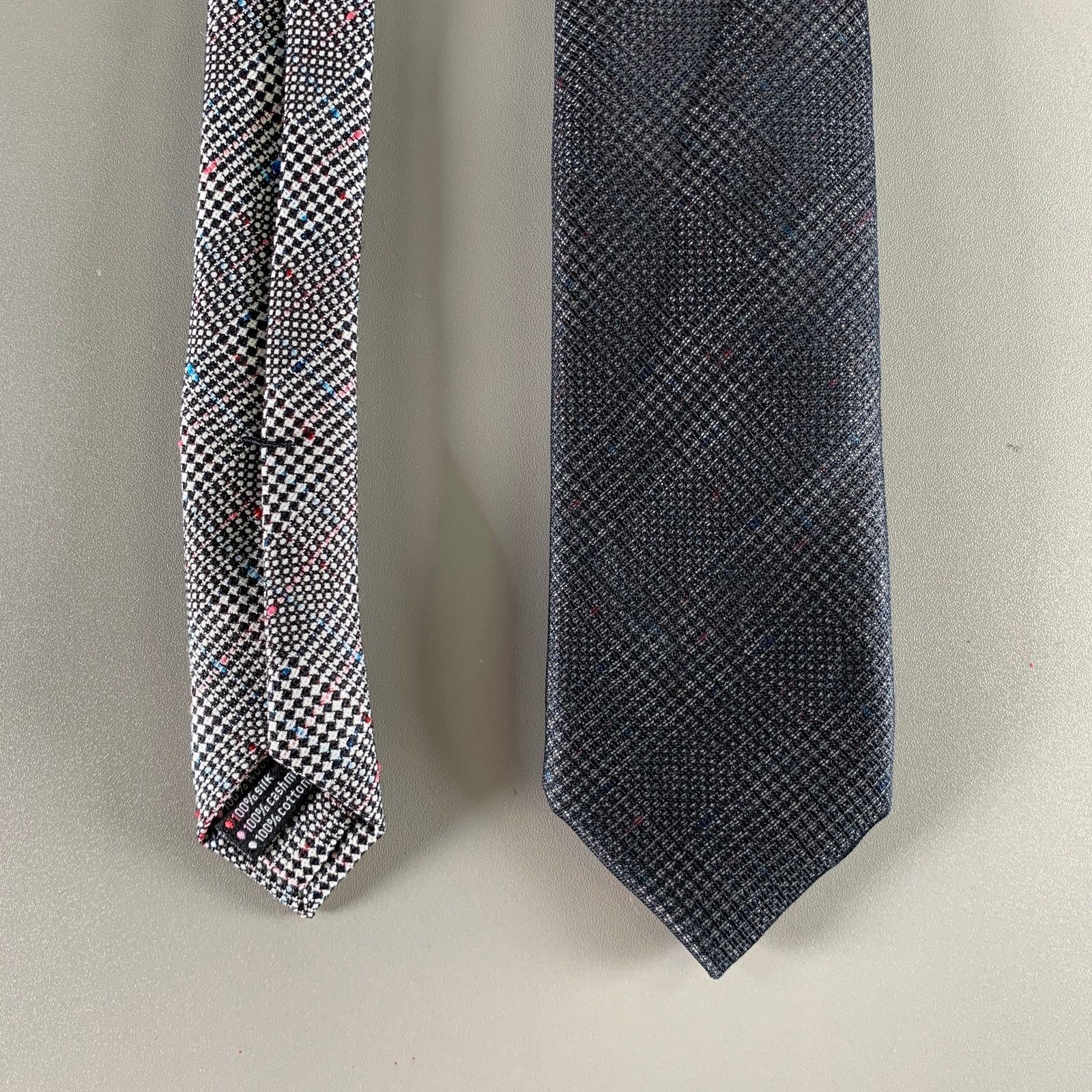 title of work TITLE OF WORK Black Grey & White Glenplaid Silk Tie Size ONE SIZE - 1 Thumbnail