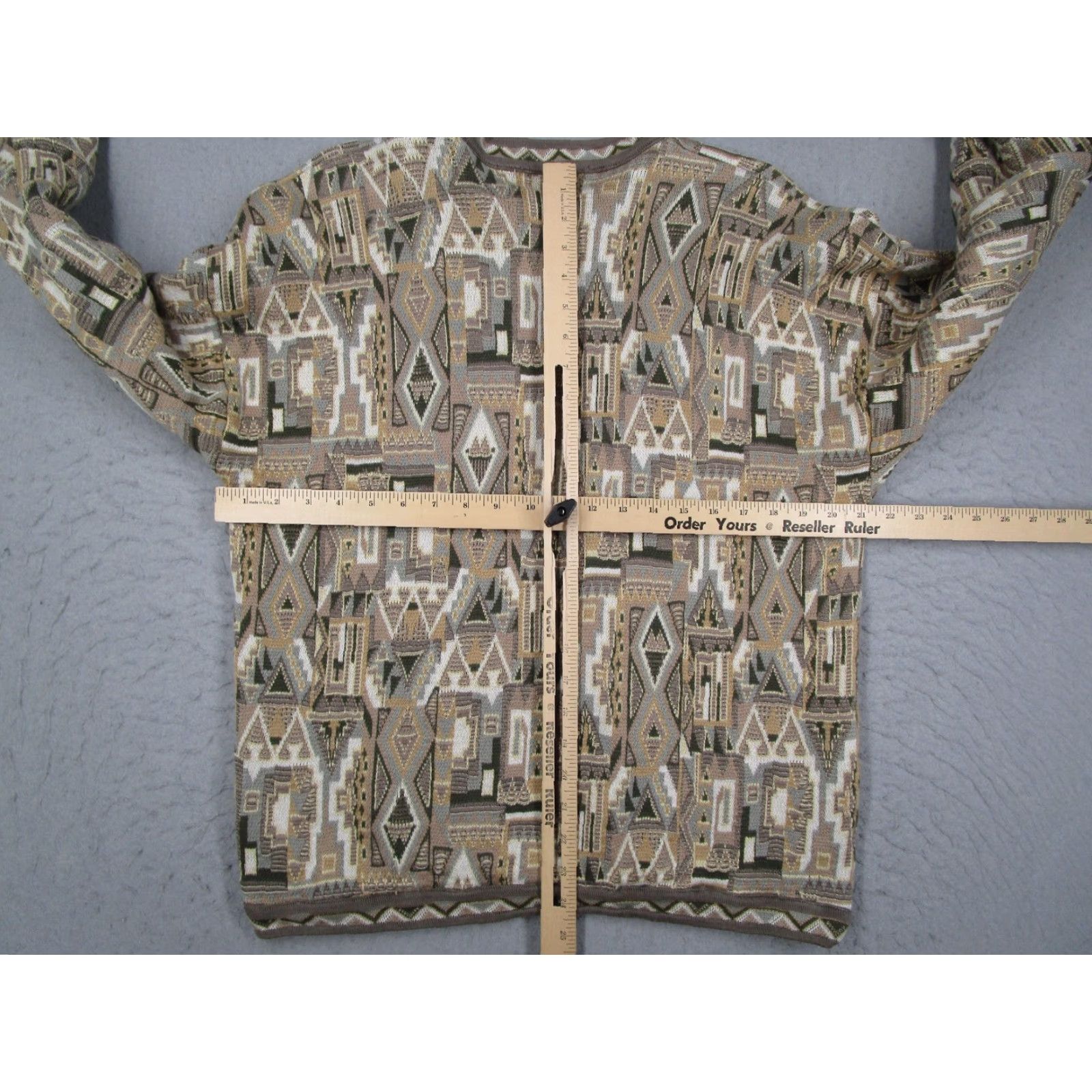 Vintage VINTAGE Tundra Sweater Women XL Brown Tan 3D Geometric Knit Crewneck Heavyweight Pullover 90s Retro Womens Size XL / US 12-14 / IT 48-50 - 6 Thumbnail