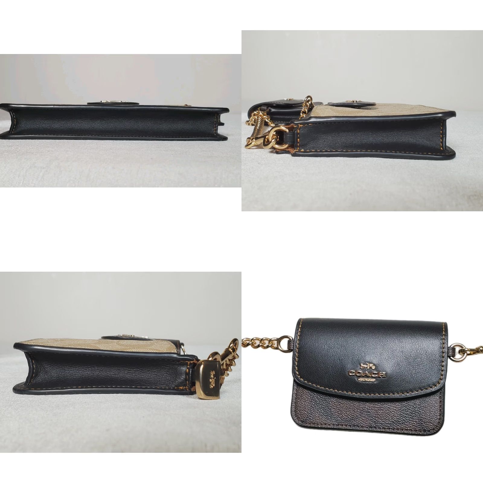 Coach Coach Crossbody Womens Small Poppy Card Case Block Signature Khaki Brown Black CA843 Chain Size ONE SIZE - 8 Thumbnail