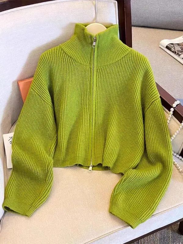 VIBE Retro green loose cardigan knitted sweater Size M / US 6-8 / IT 42-44 - 2 Thumbnail