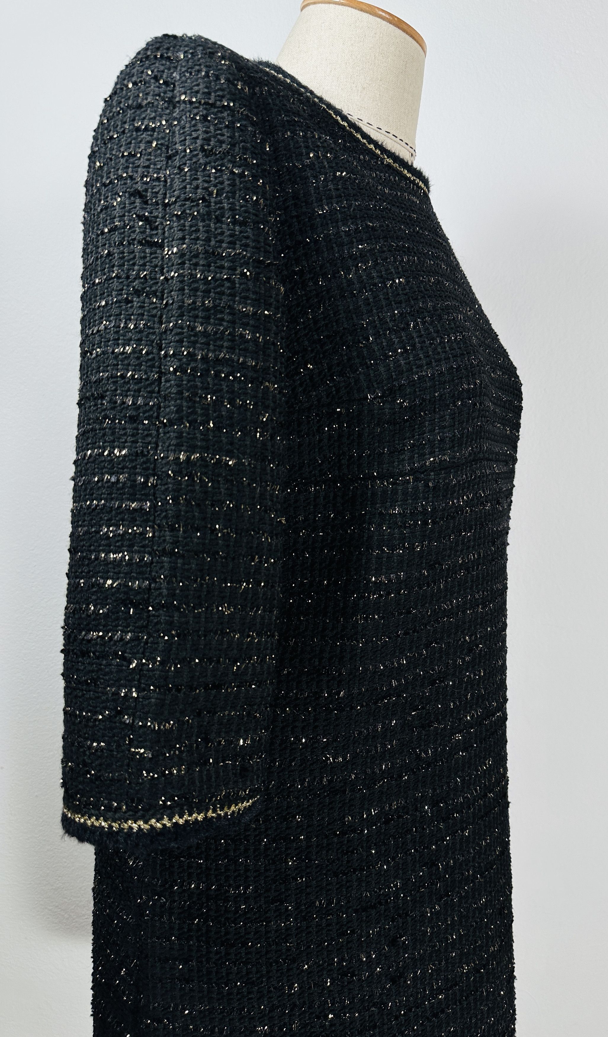 PAULE KA Tweed Lurex Black Dress Size L / US 10 / IT 46 - 4 Thumbnail