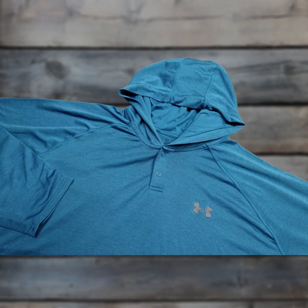 Under Armour Under Armour Sweatshirt Mens 3XL Blue Hooded Long Sleeve Henley Performance Top Size US XXL / EU 58 / 5 - 1 Thumbnail