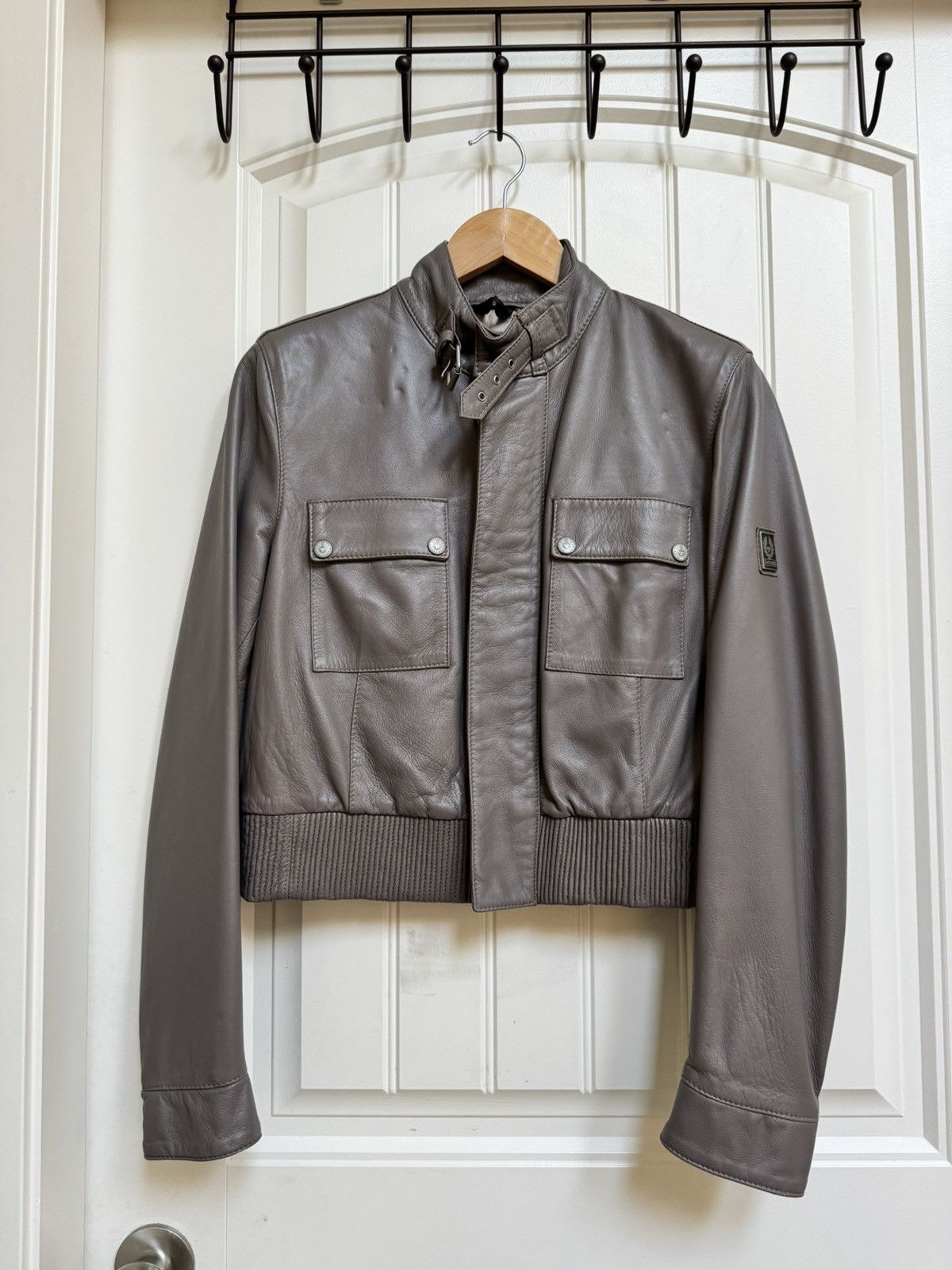 Belstaff Belstaff Taupe Leather Cropped Bomber Jacket. Size IT 46 Size L / US 10 / IT 46 - 1 Thumbnail