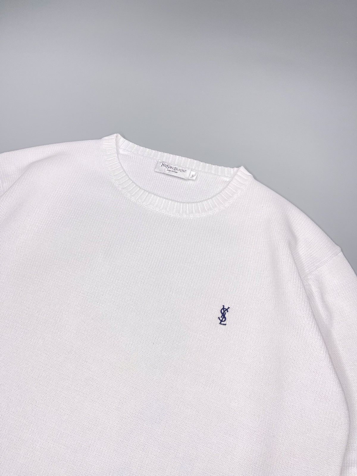 Yves Saint Laurent White YSL Sweater Knit Size US L / EU 52-54 / 3 - 3 Thumbnail