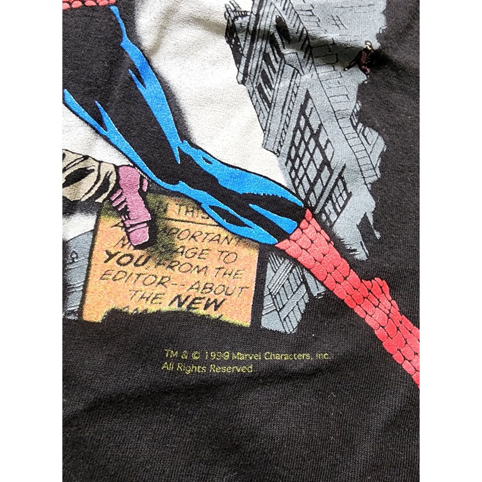 Vintage Vintage Universal Studios Spider-Man Islands of Adventure T Shirt Mens L Black Cotton 90s Retro Comic Image Venom Carnage Hobgoblin Cobweb T-Shirt Size US L / EU 52-54 / 3 - 4 Thumbnail