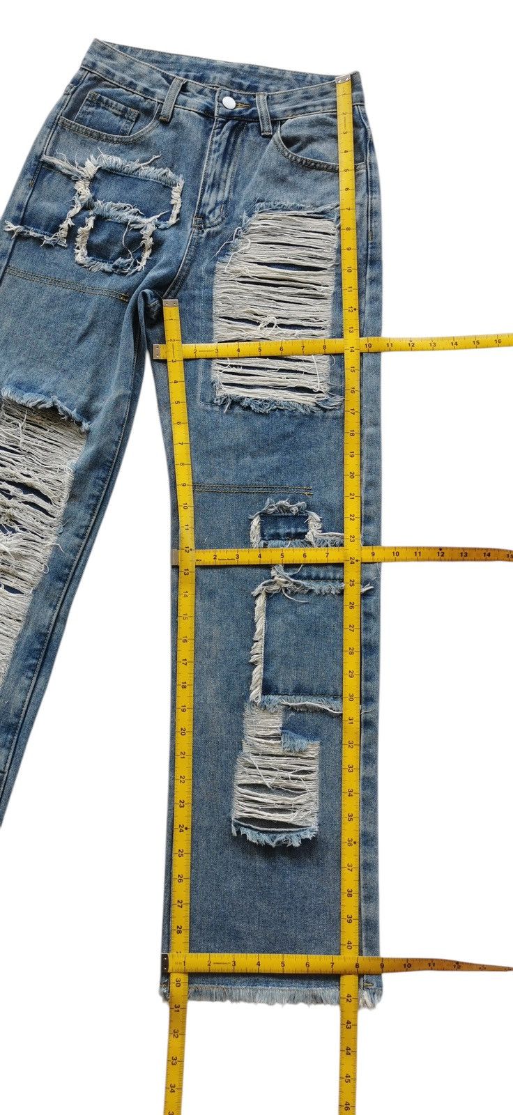 Kapital ROMWE Y2K Distressed Patchwork Shredded Jeans Cyber Grunge Size 27" / US 4 / IT 40 - 10 Thumbnail
