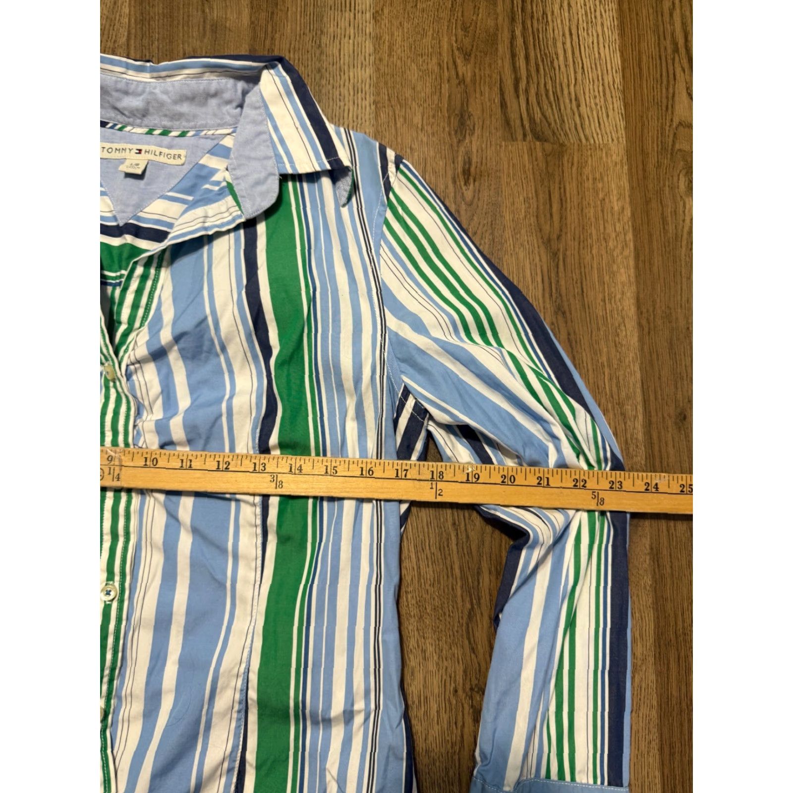 Tommy Hilfiger Tommy Hilfiger Blouse Women's Large Button-Up Long Sleeve Multicolor Blue White Green Modern Casual Size L / US 10 / IT 46 - 6 Thumbnail