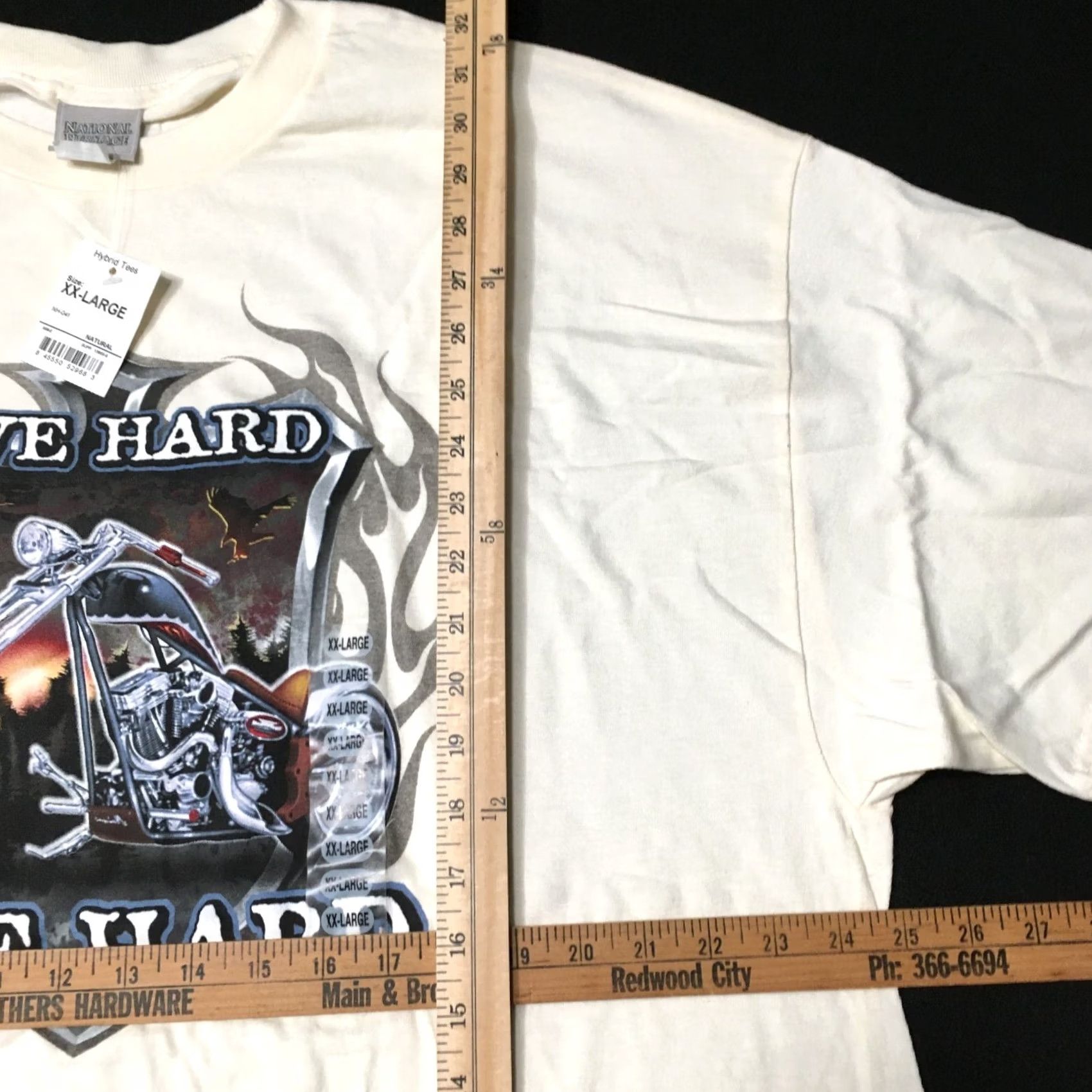 Vintage National Heritage Live Hard Ride Hard Graphic T Shirt XXL White Tee new w/ tags Size US XXL / EU 58 / 5 - 6 Thumbnail
