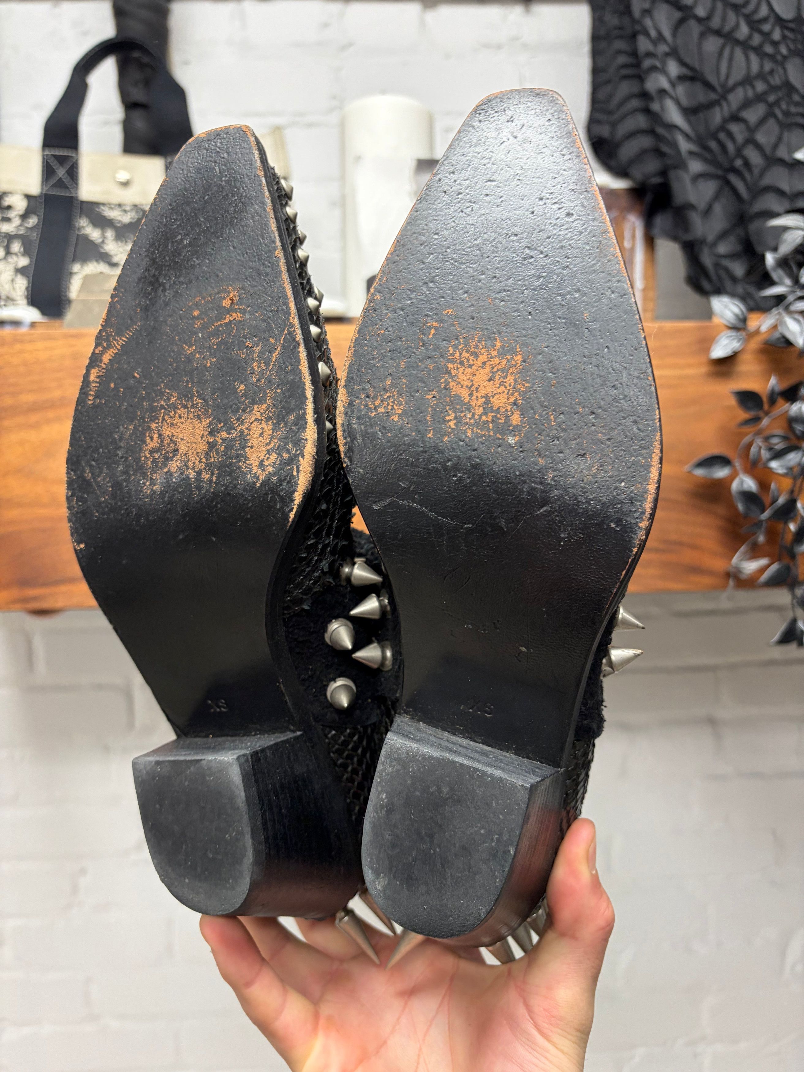Junya Watanabe SS2014 Junya Watanabe Spiked Black Suede/Python Cowboy Boots Size US 6 / IT 36 - 5 Thumbnail