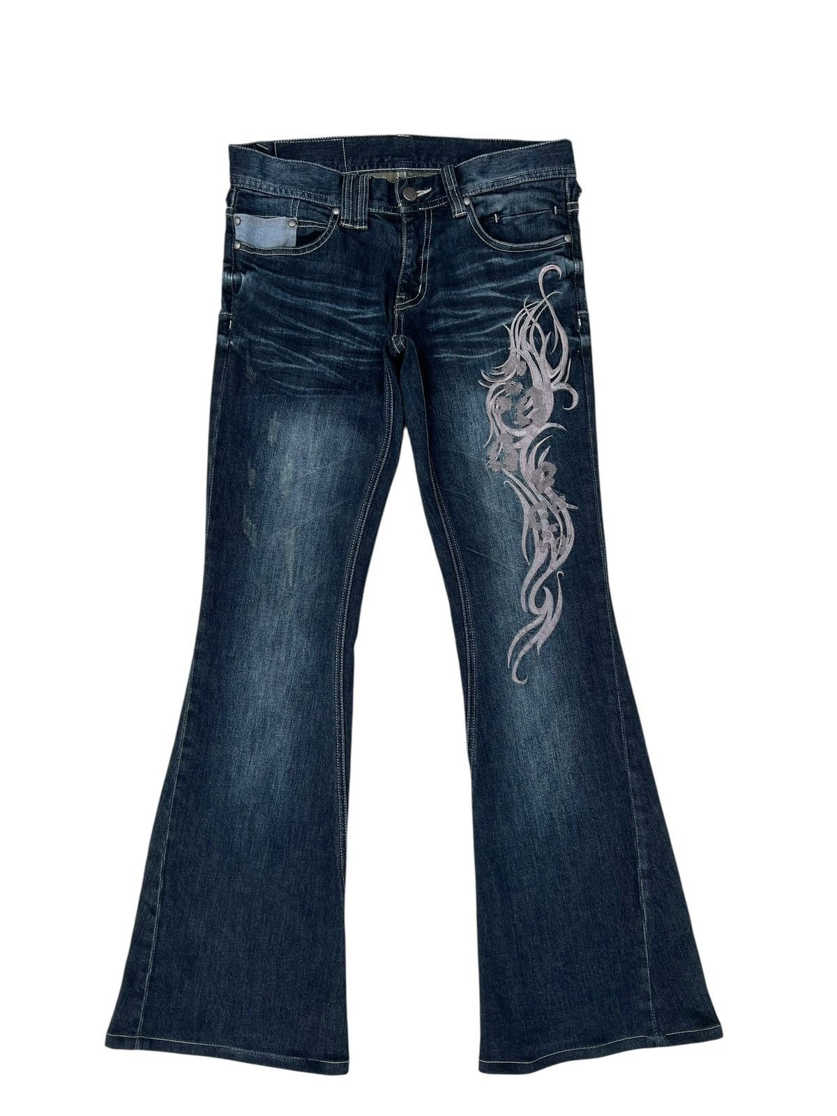 Tornado Mart Tornado Mart Embroidery Tribal Denim Super Flare Jeans Size US 30 / EU 46 - 1 Thumbnail