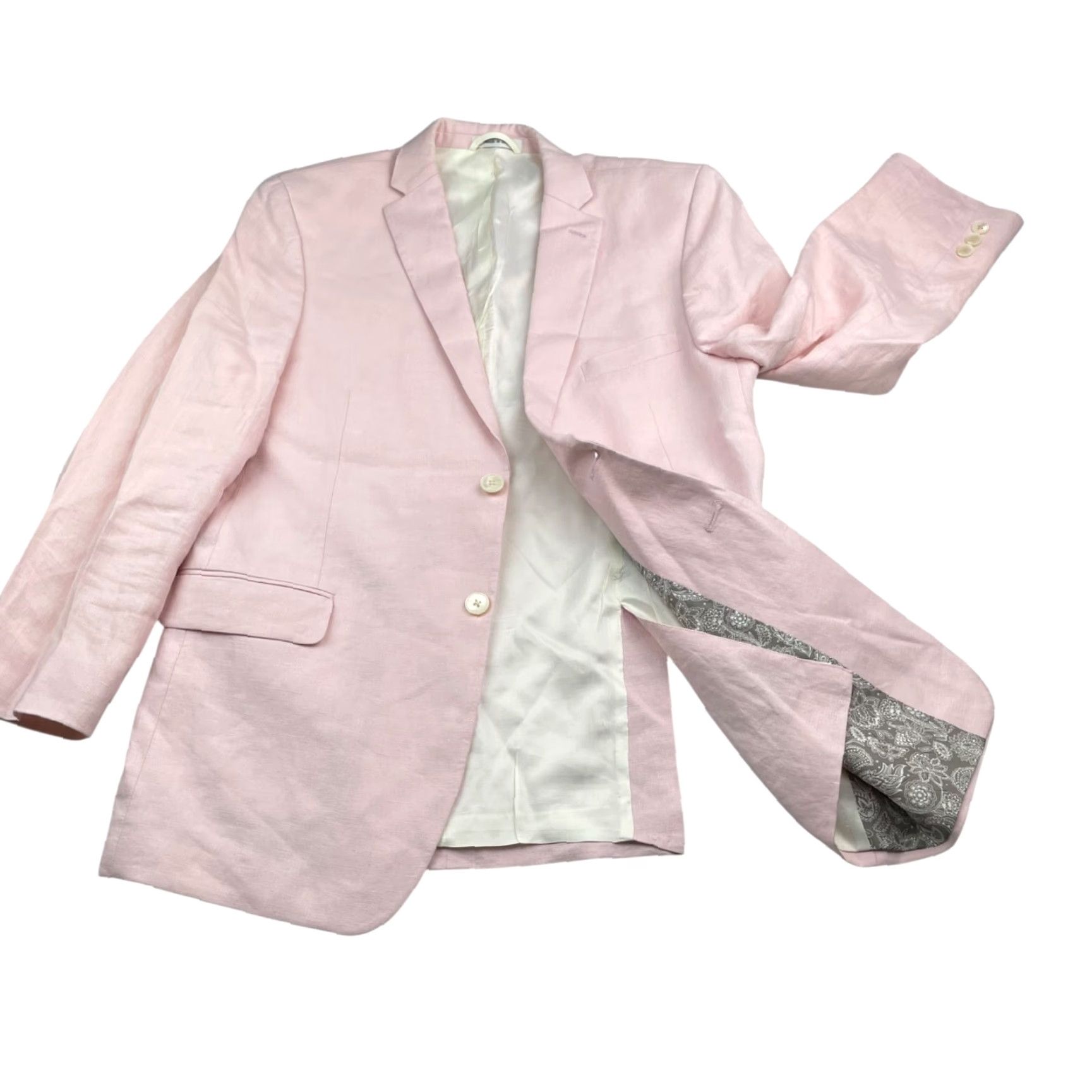 Ralph Lauren Ralph Lauren LRL Men's Blazer 100% Linen Pink 2-Button Front Double-Vented Short 36S Notch Lapel Size 36R - 3 Thumbnail