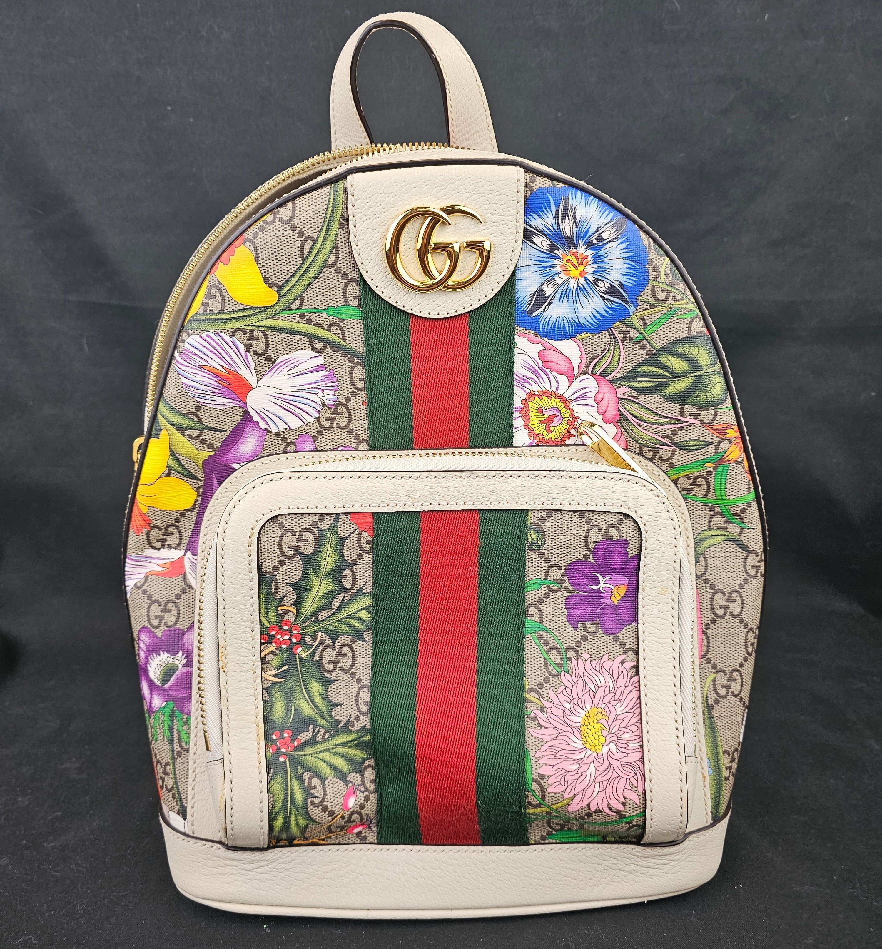 Gucci GUCCI GG Monogram Flora Web Small Ophidia Day Backpack White Size ONE SIZE - 1 Thumbnail