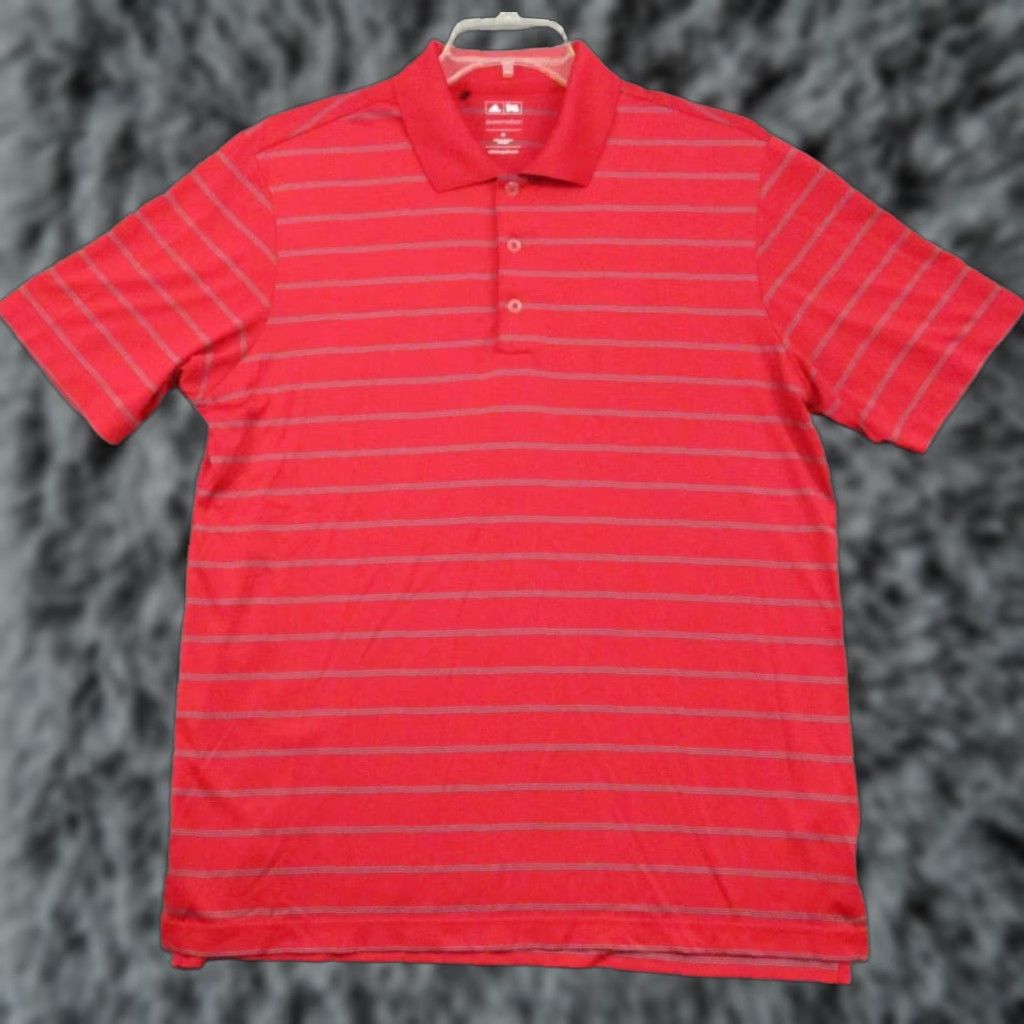 Adidas Adidas Polo Shirt Mens Medium Puremotion Cool Max Red Gray Stripe Polo Shirt Size US M / EU 48-50 / 2 - 1 Thumbnail