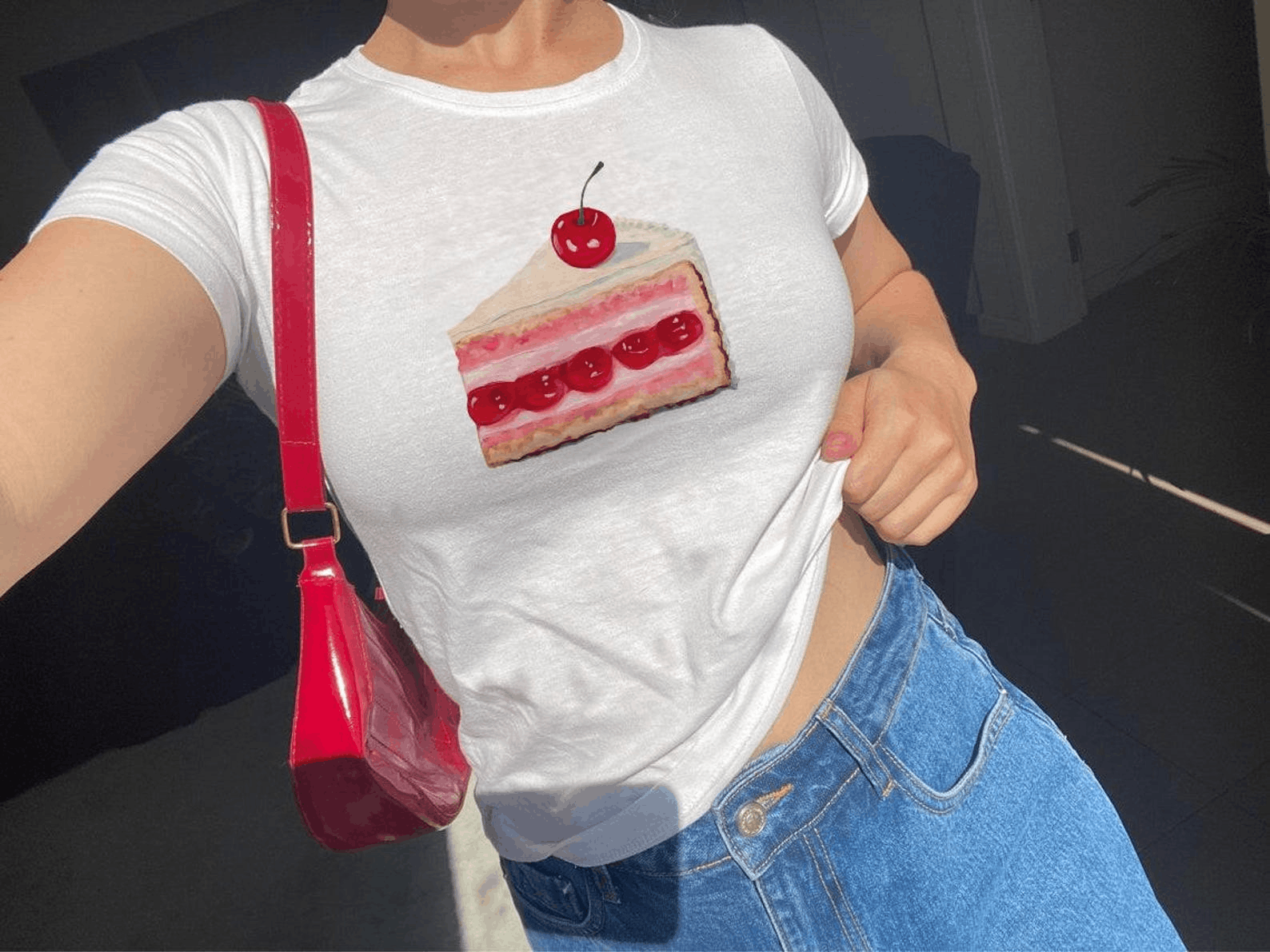 Other Slice of Cake Baby Tee – Coquette Cherry Y2K Size M / US 6-8 / IT 42-44 - 2 Thumbnail