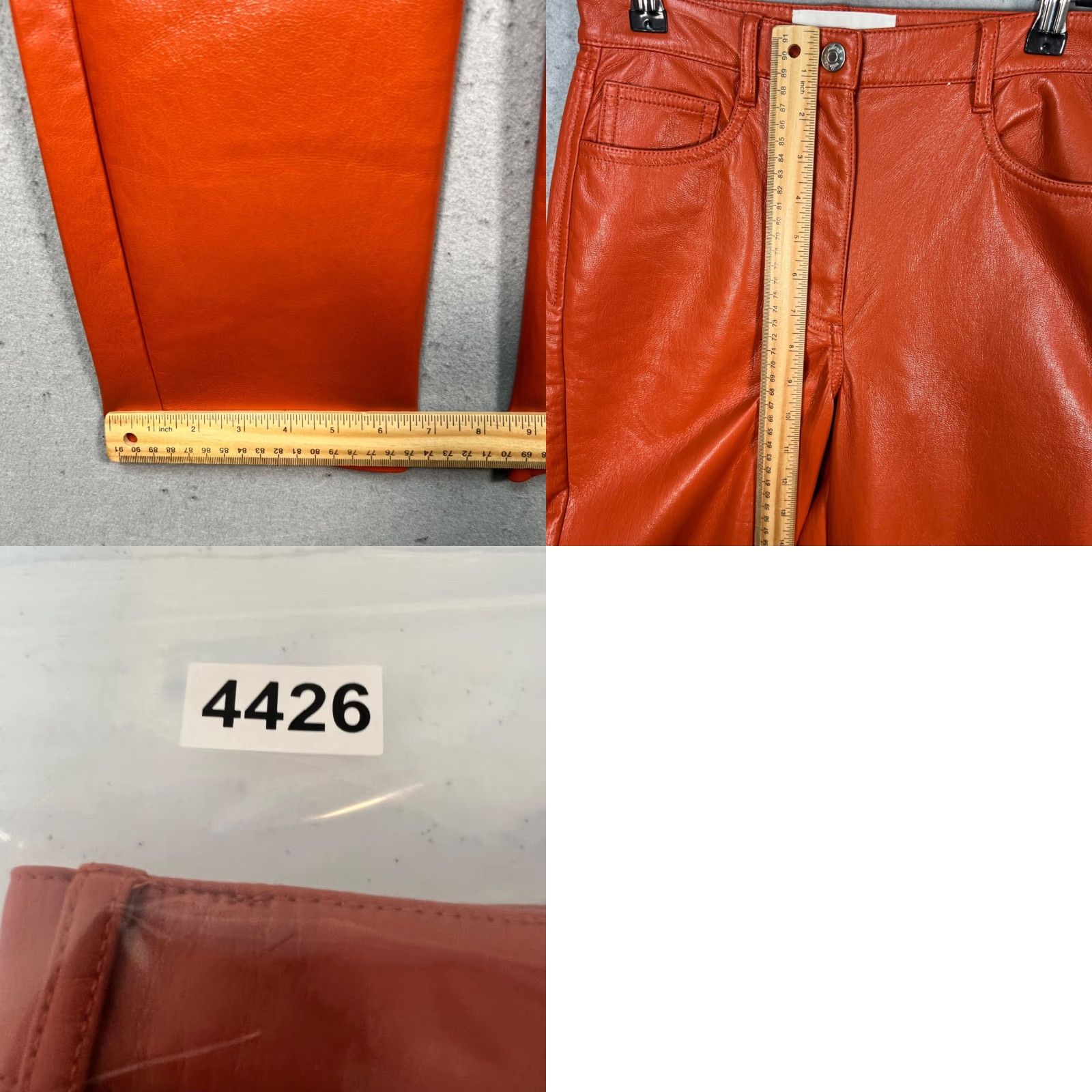 Vintage Wilfred The Melina High-Waisted Faux Leather Pants Orange Womens Size 2 Size 26" / US 2 / IT 38 - 8 Thumbnail