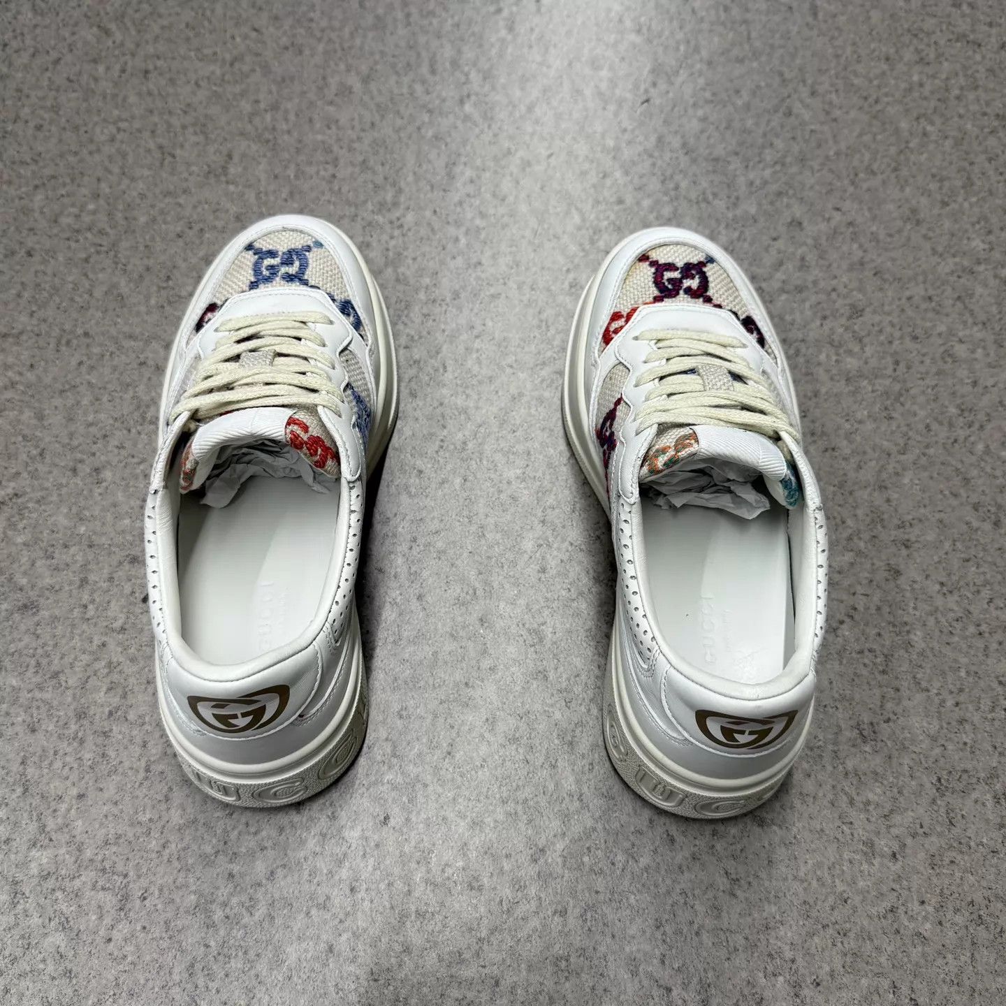 Gucci Gucci GG Multicolor White Embroidered Biscuit 37.5 Size US 7 / IT 37 - 8 Thumbnail