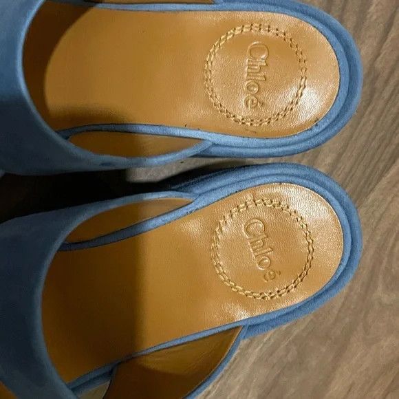 Chloe Chloe Odina Blue Suede Platform Sandals Size US 5 / IT 35 - 2 Thumbnail