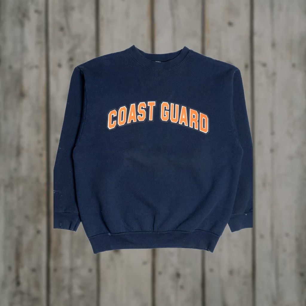 Vintage VINTAGE Campbellsville Apparel Coast Guard Sweatshirt X-Large Navy Blue Unisex Adults Pullover 2000s Size US XL / EU 56 / 4 - 1 Thumbnail