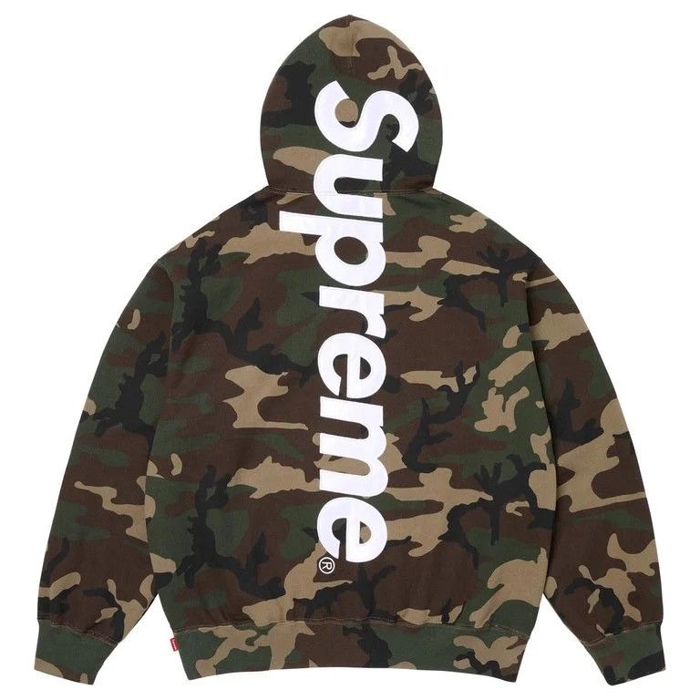 Supreme Satin Appliqué Hooded Sweatshirt camo