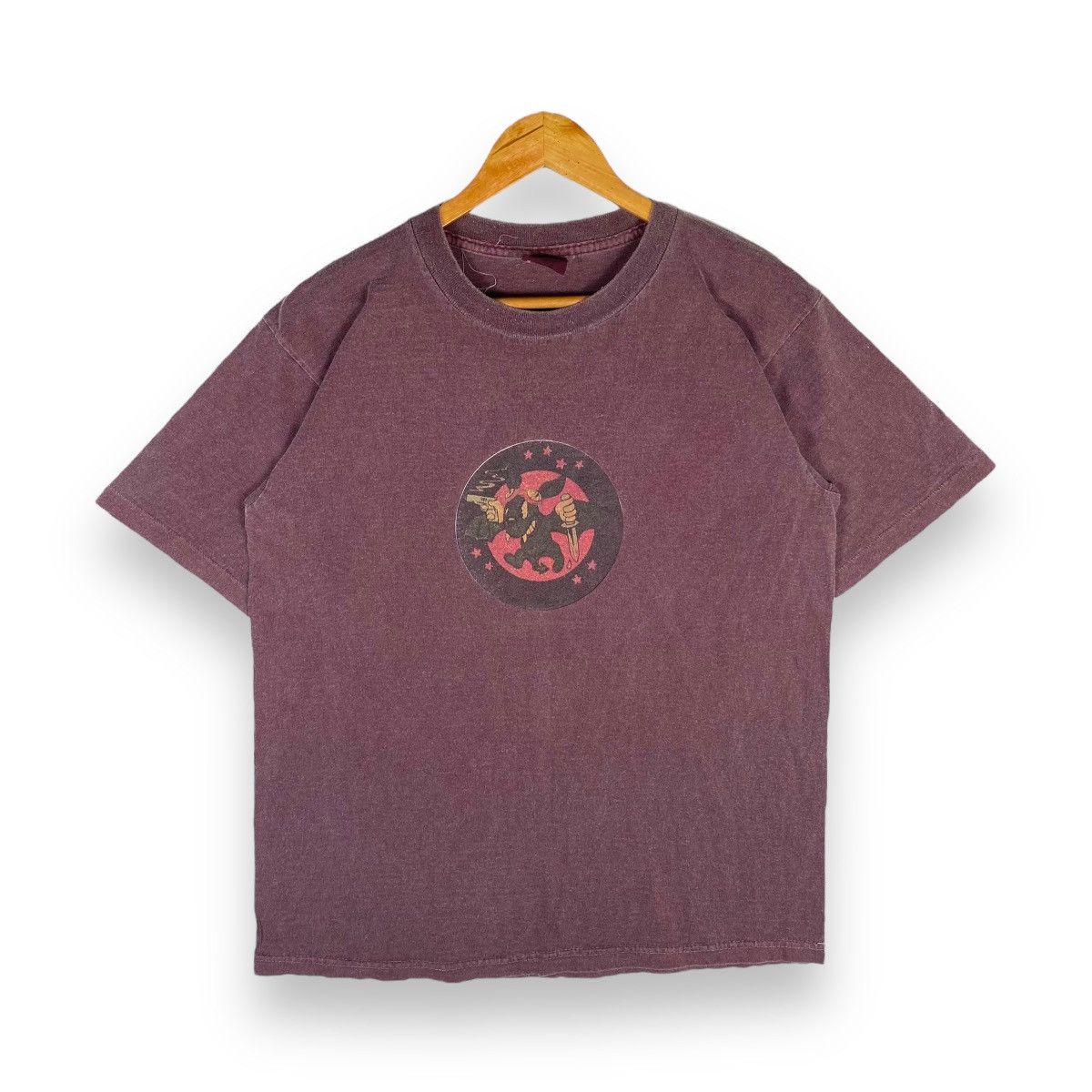 image of Military x Vintage World War 2 Squadron Logo Tee in Burgundy, Men's (Size Medium)